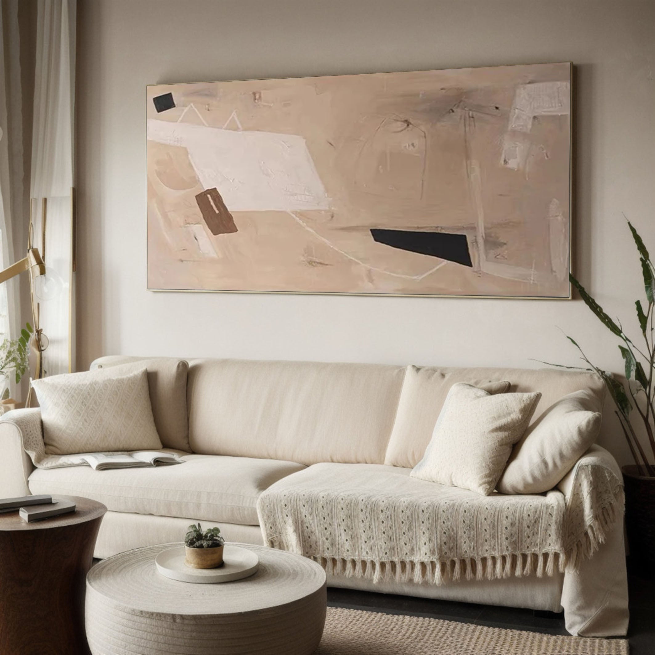 Abstract Elegance Canvas Print Modern Neutral Tones Artwork #AP 050