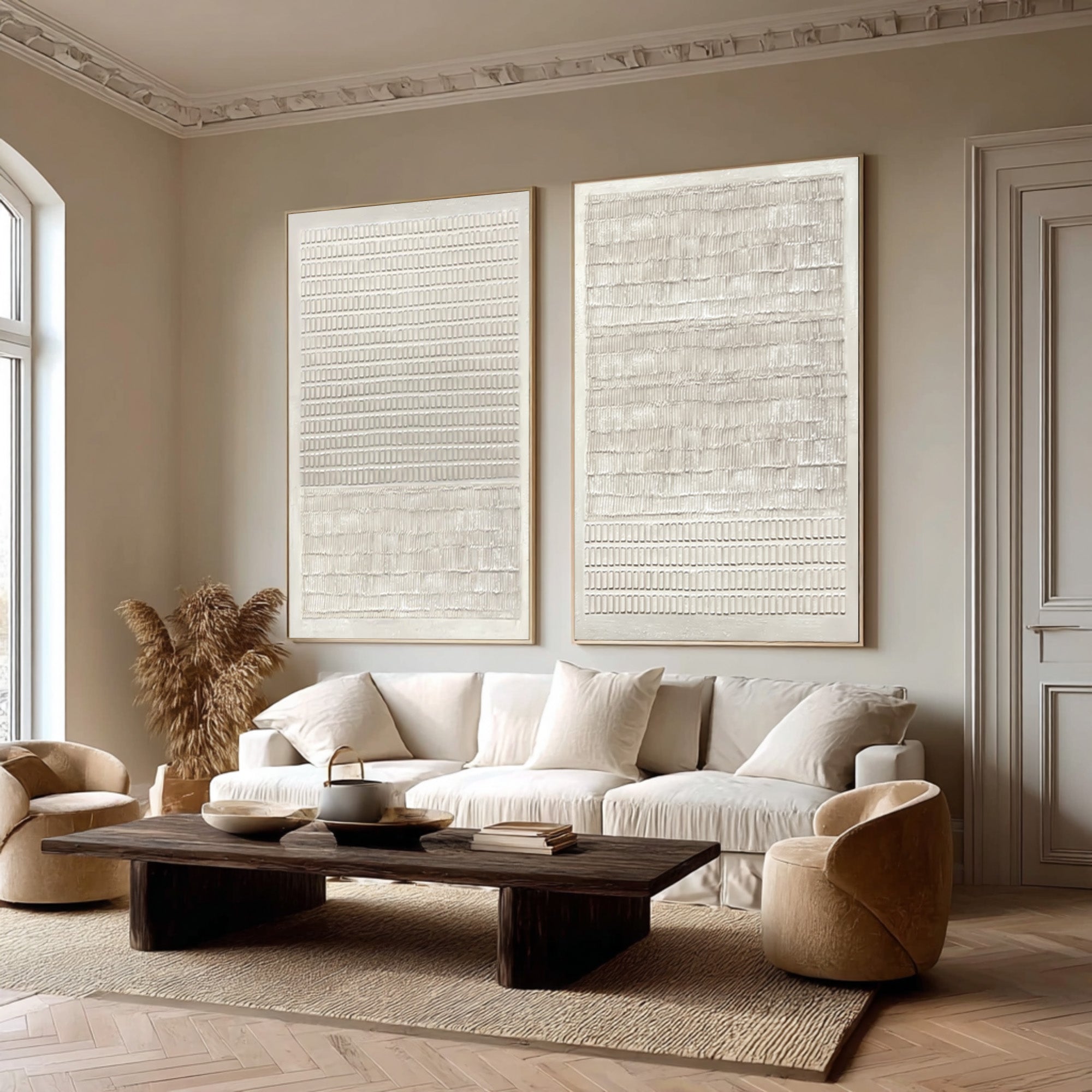 White Textured Art Prints Set Of 2 #AG 036