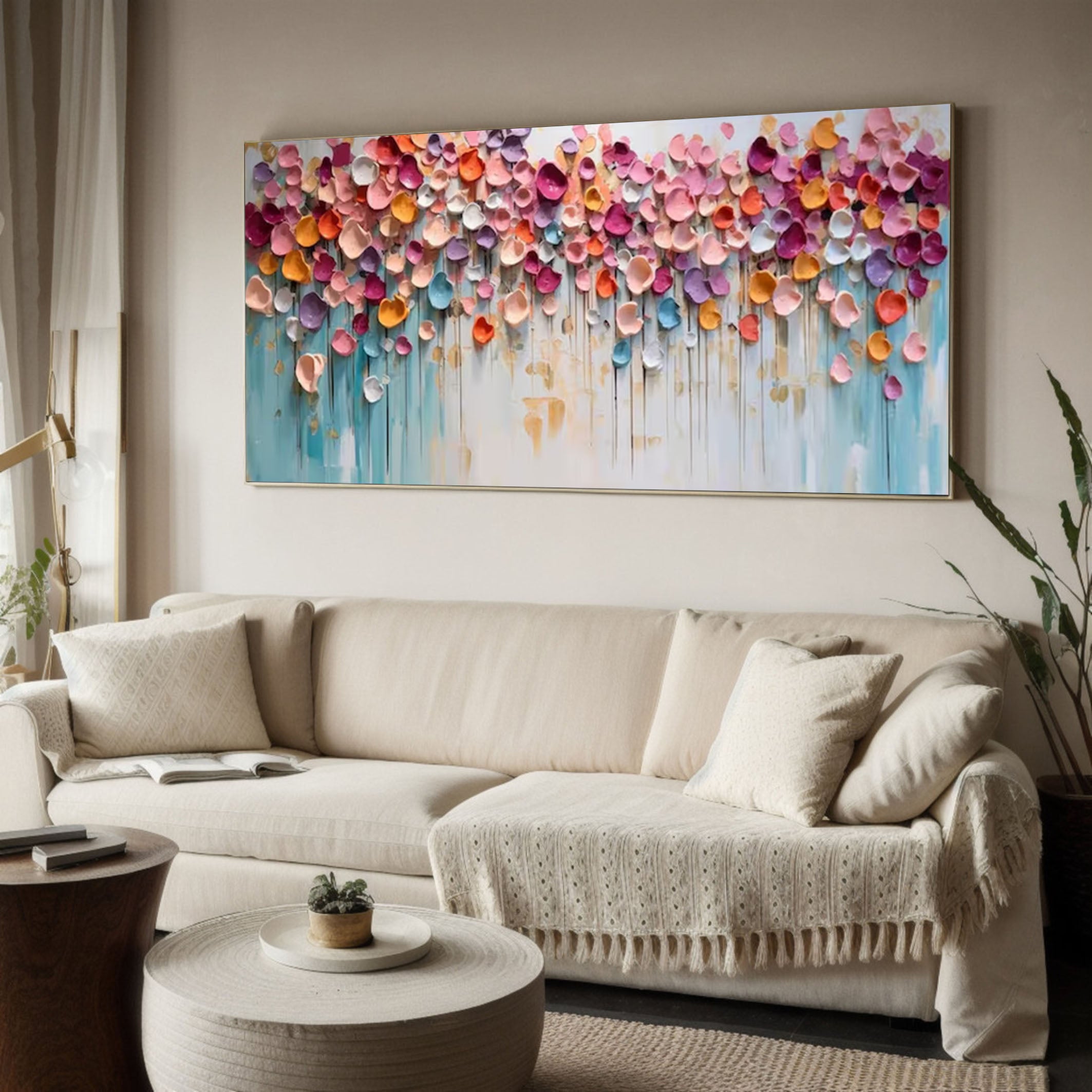 Vibrant Petal Abstract Wall Art Large Modern Floral Canvas #FT 056