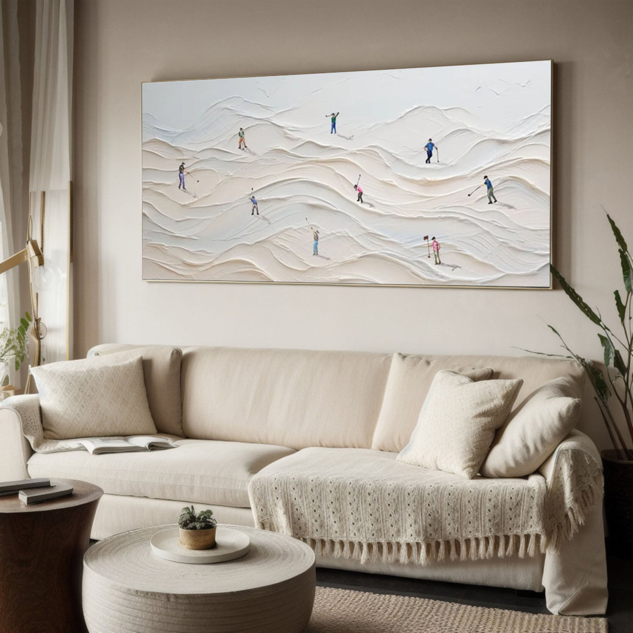 Dune Dance Modern Textured White Wall Art #ASP 009