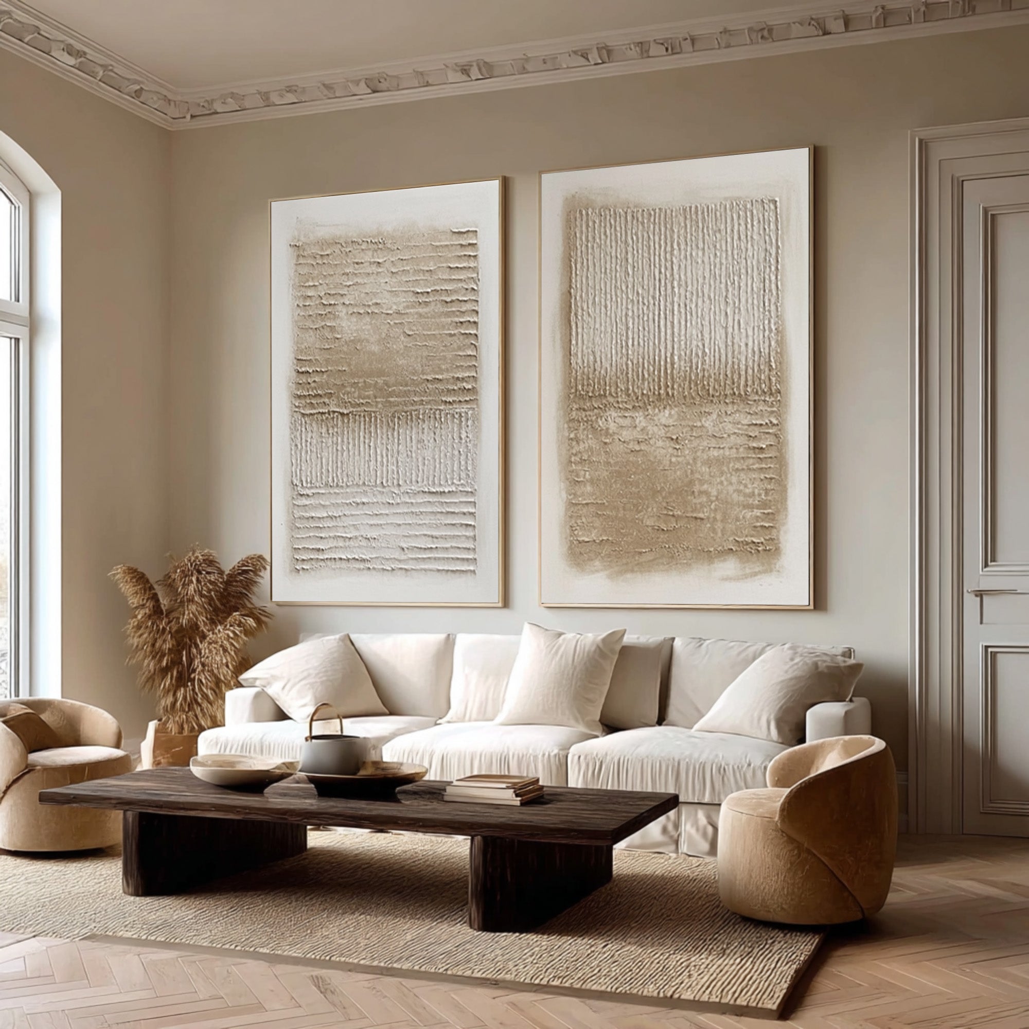 Modern Striped Impasto Wall Art Set Of 2 #AG 021