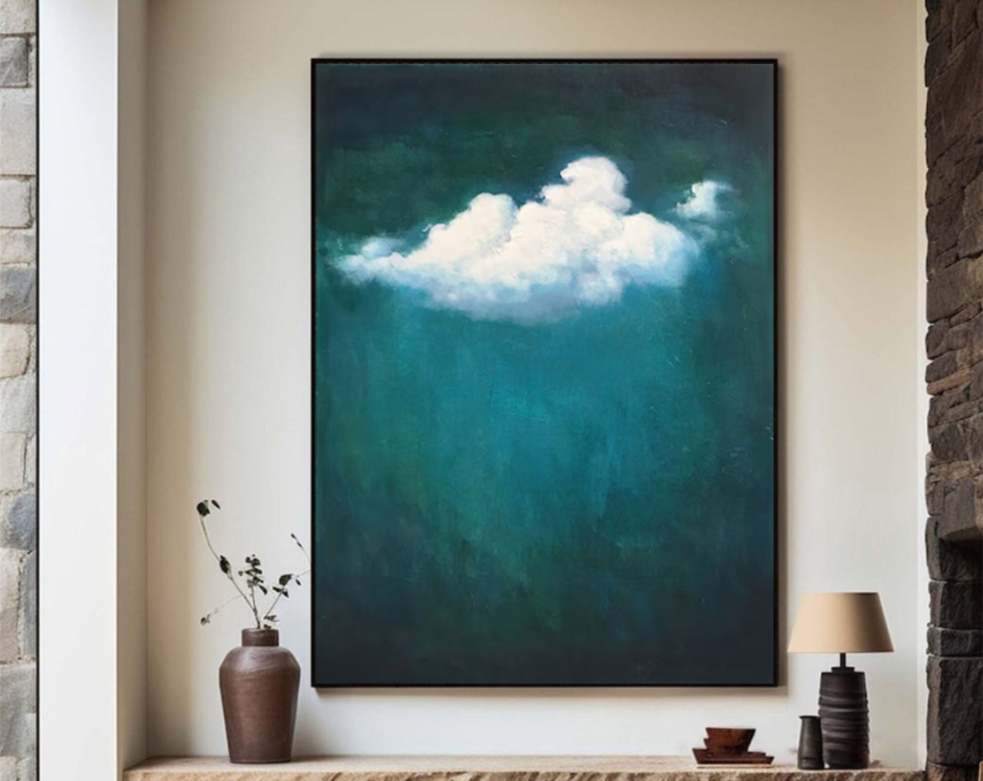 Celestial Serenity Large Abstract Cloud Painting #OS 067