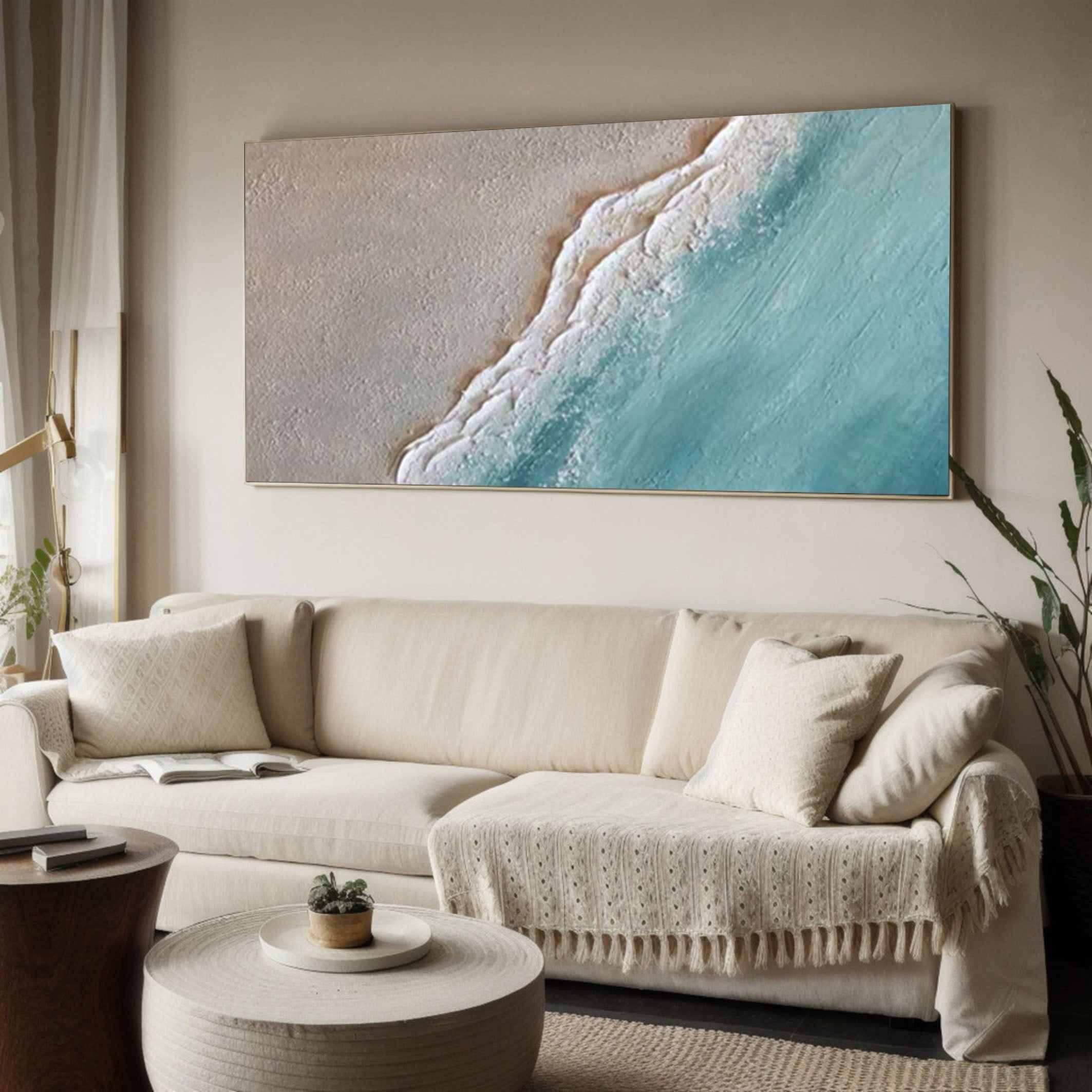 Coastal Serenity Canvas Art Tranquil Beach and Waves Wall Decor #OS 053