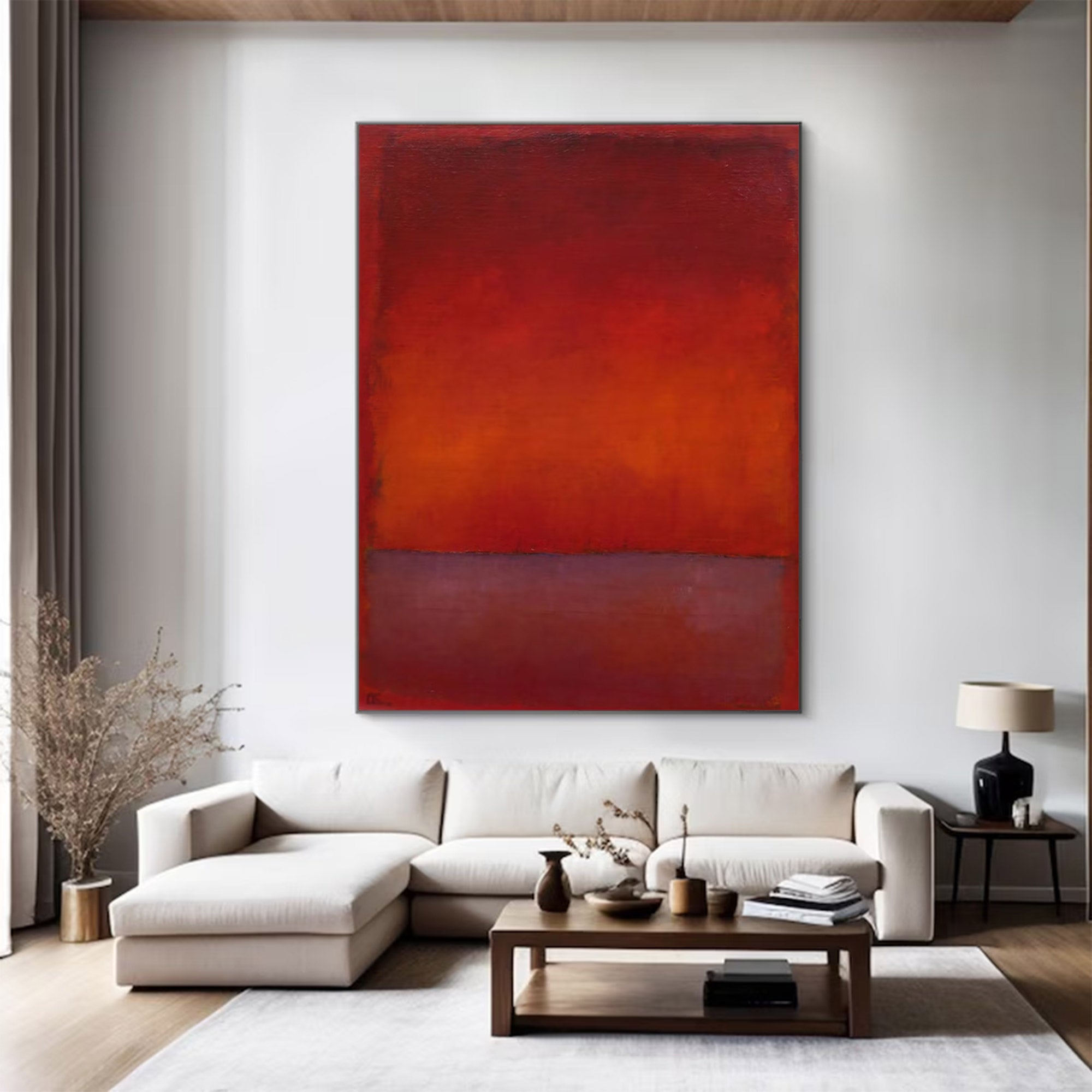 Large Red Color Field Art | KeiraArt #AG 142