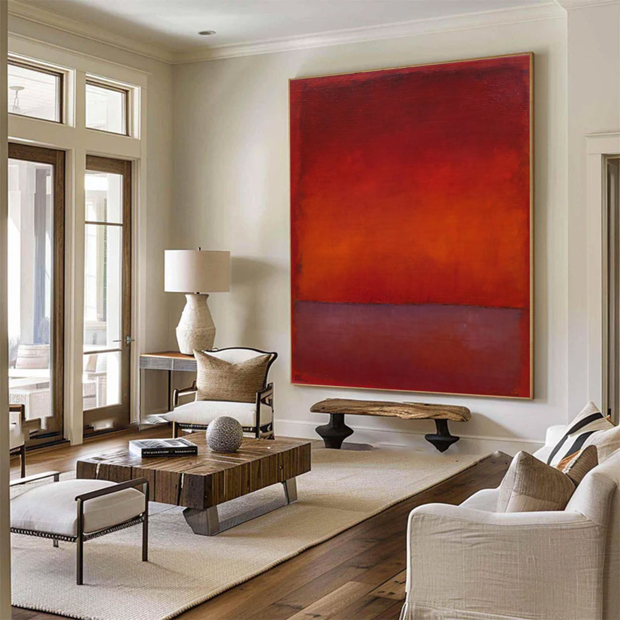 Large Red Color Field Art | KeiraArt #AG 142