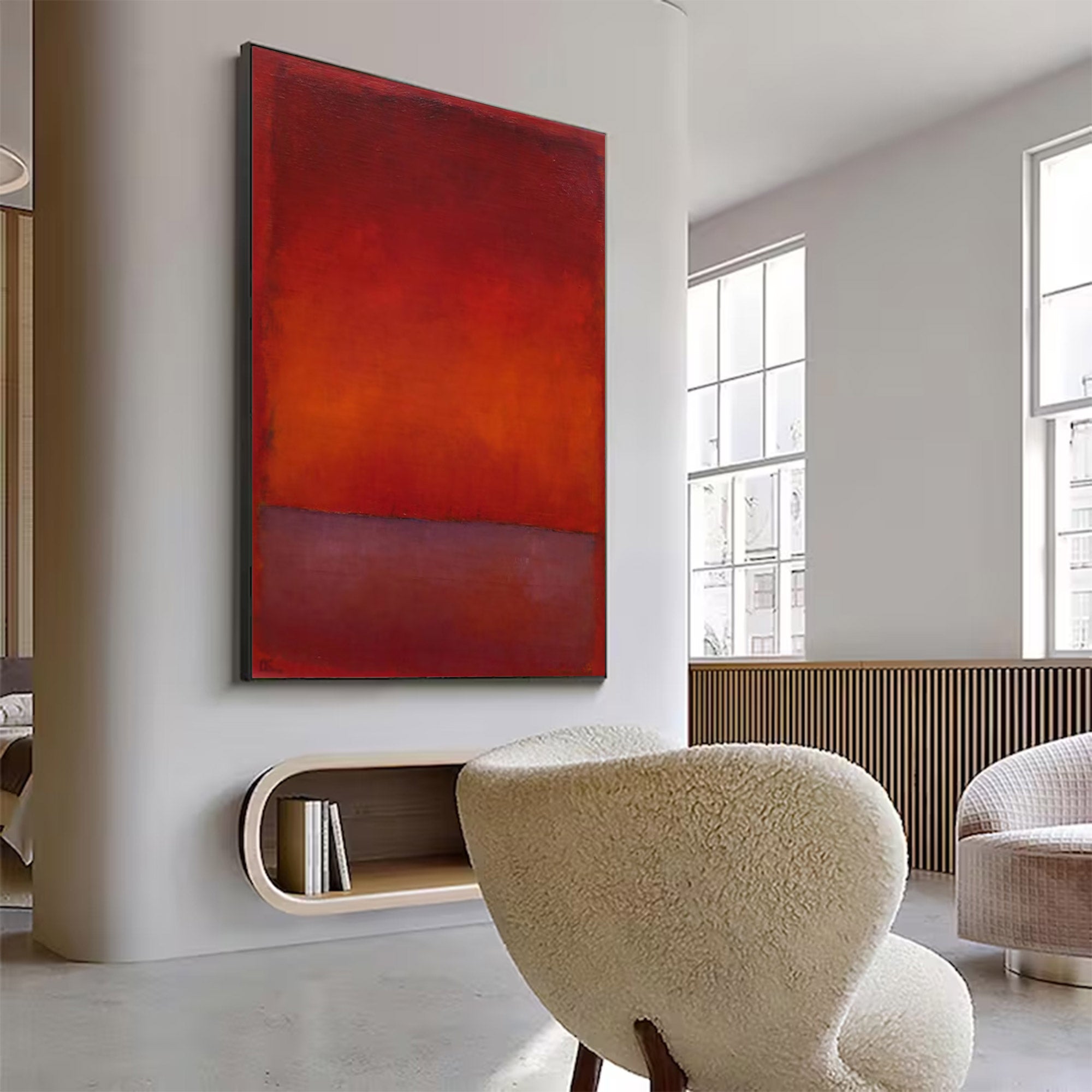 Large Red Color Field Art | KeiraArt #AG 142