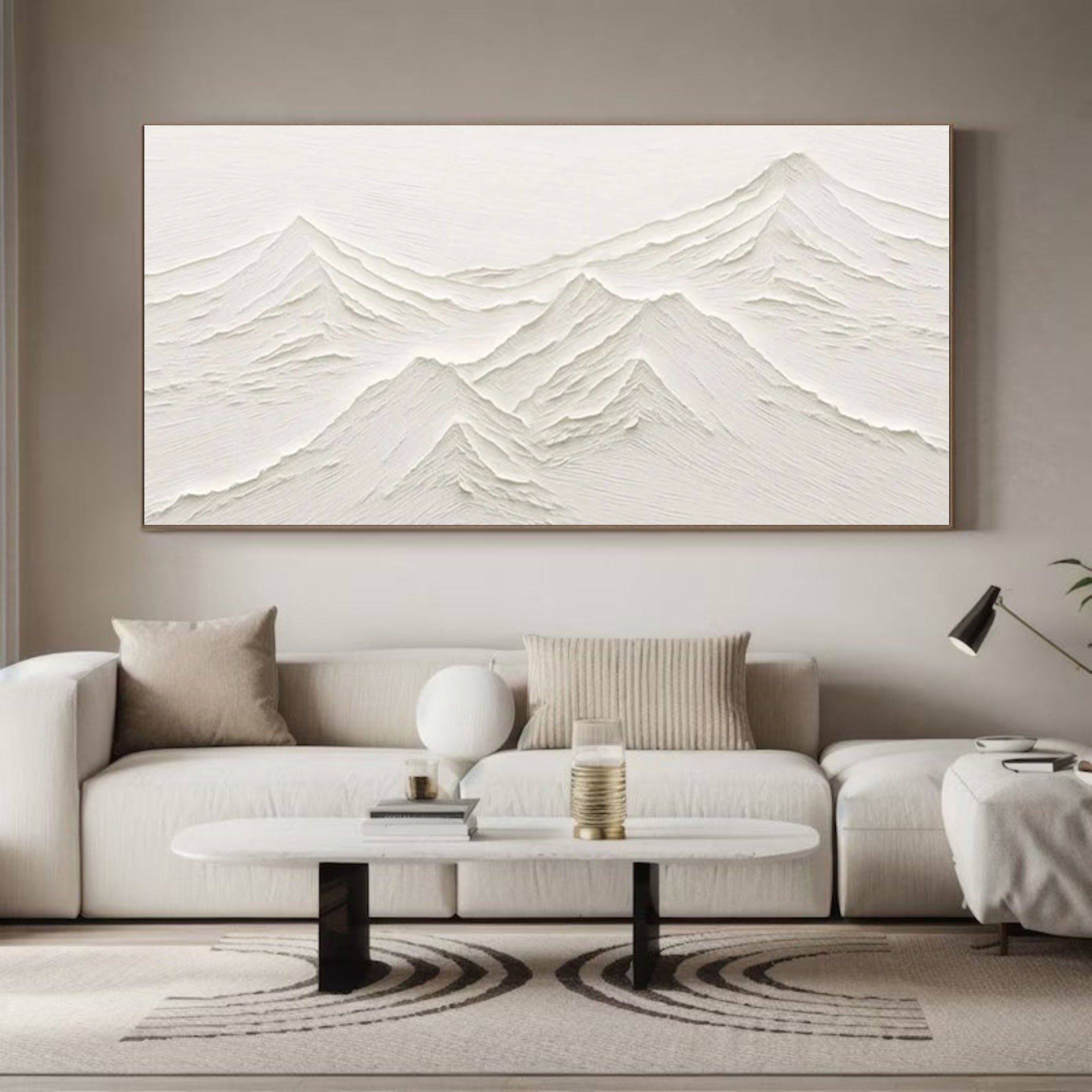 Silent Peaks Textured White Mountain Wall Art #MMA 168