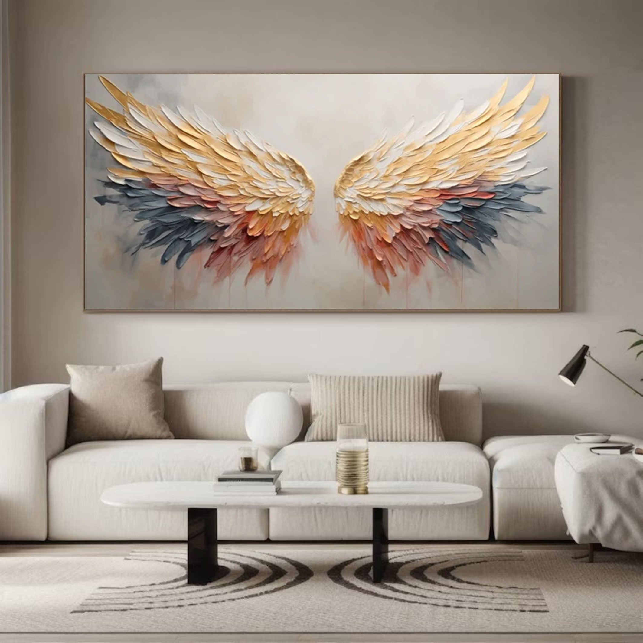 Celestial Grace Colorful Textured Angel Wings Artwork #MMA 169