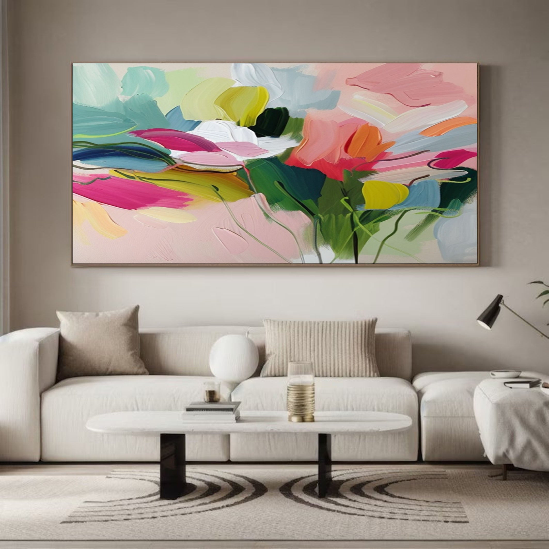 Exotic Bloom Abstract Art Bright Floral Canvas #FT 014