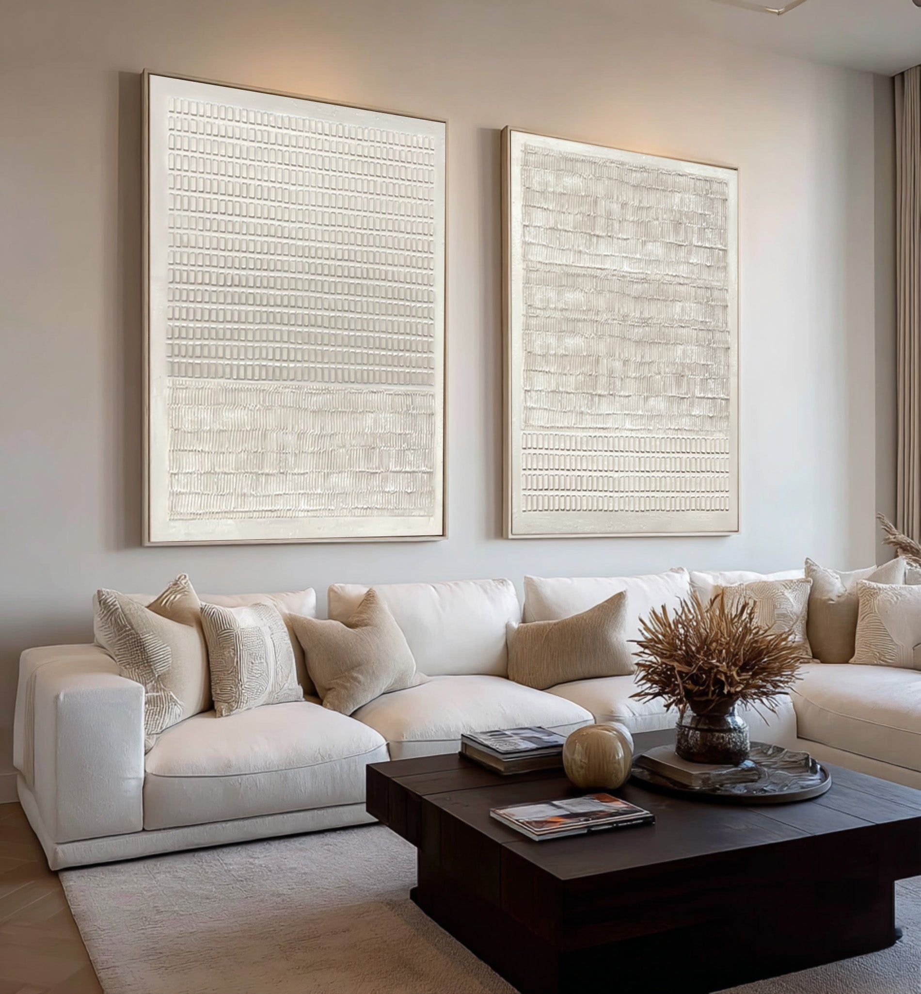 White Textured Art Prints Set Of 2 #AG 036