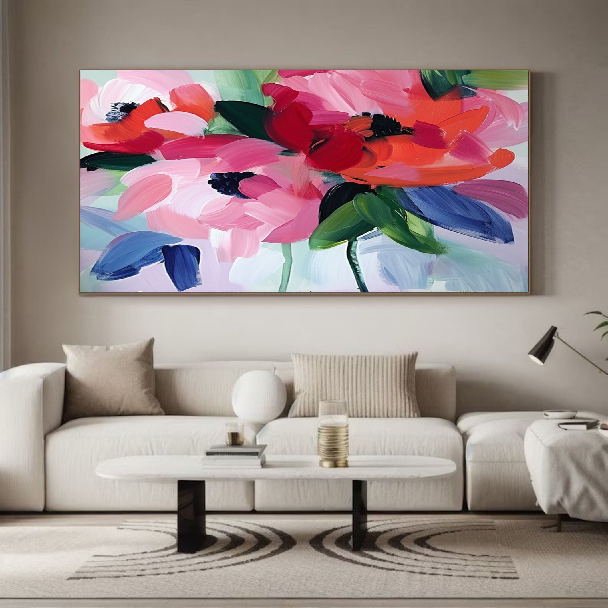 Exotic Bloom Abstract Art Bright Floral Canvas #FT 015