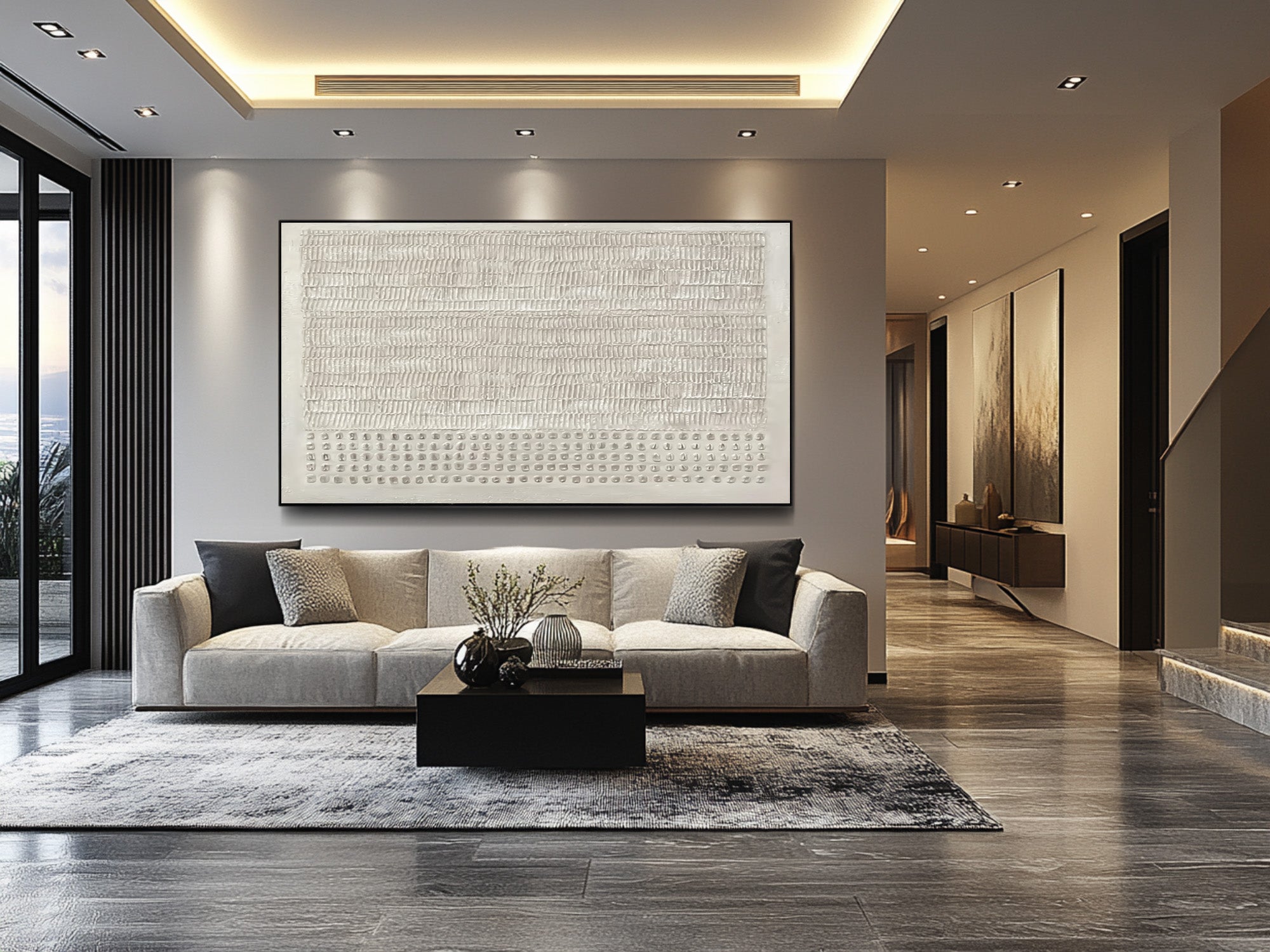 Modern Architectural Art Piece - Textured White Design #AG 032