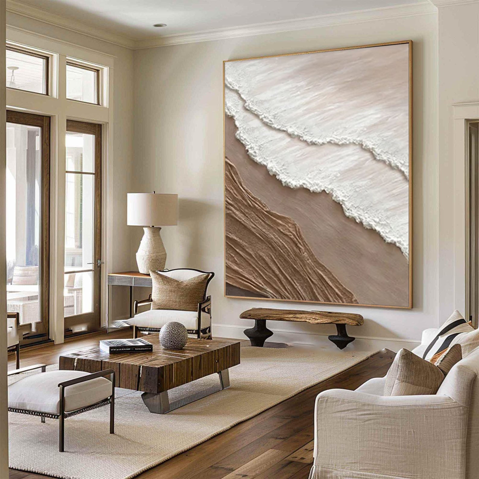 Textured Beach Wall Art Large Coastal Canvas for Modern Home Decor #OS 057