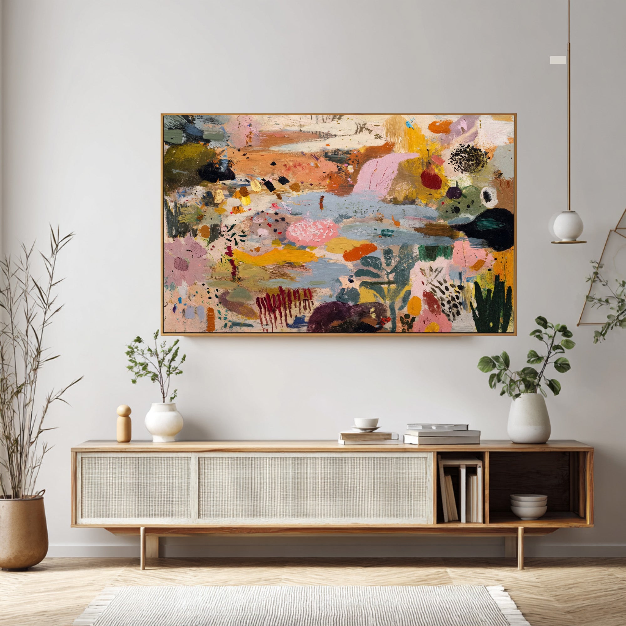 Large Abstract Garden Painting Contemporary Floral Inspired Wall Art