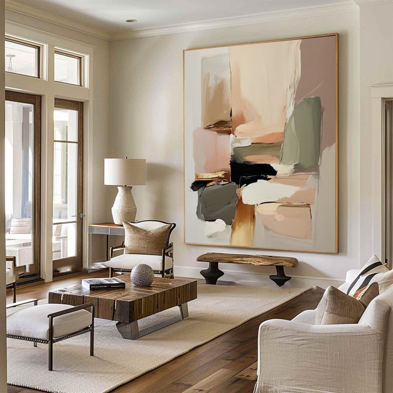 Abstract Neutral Tone Art Soft Pastel Wall Decor for Modern Interiors #AP 058