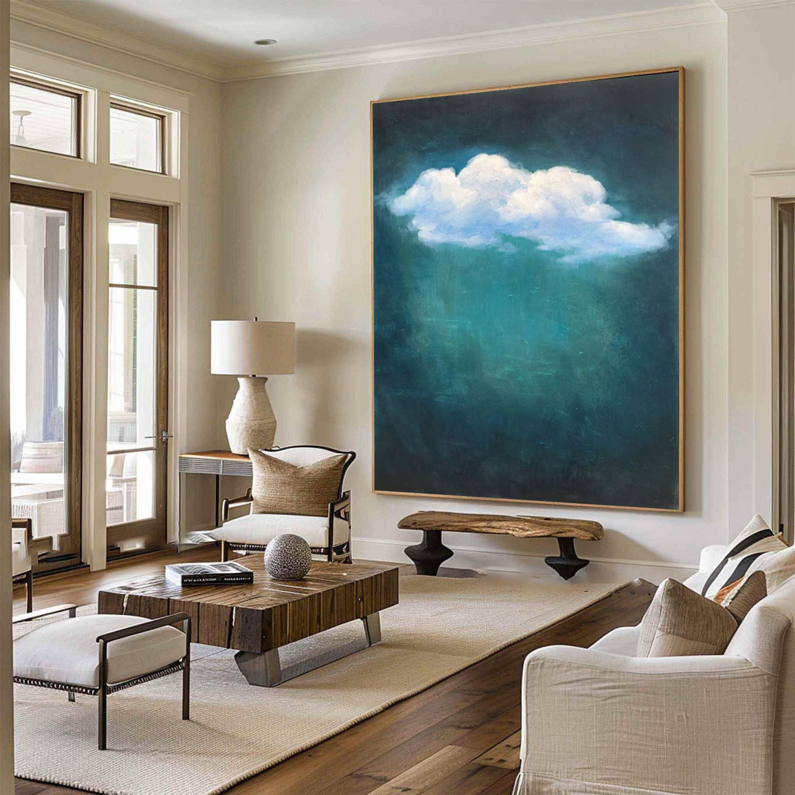 Celestial Serenity Large Abstract Cloud Painting #OS 055