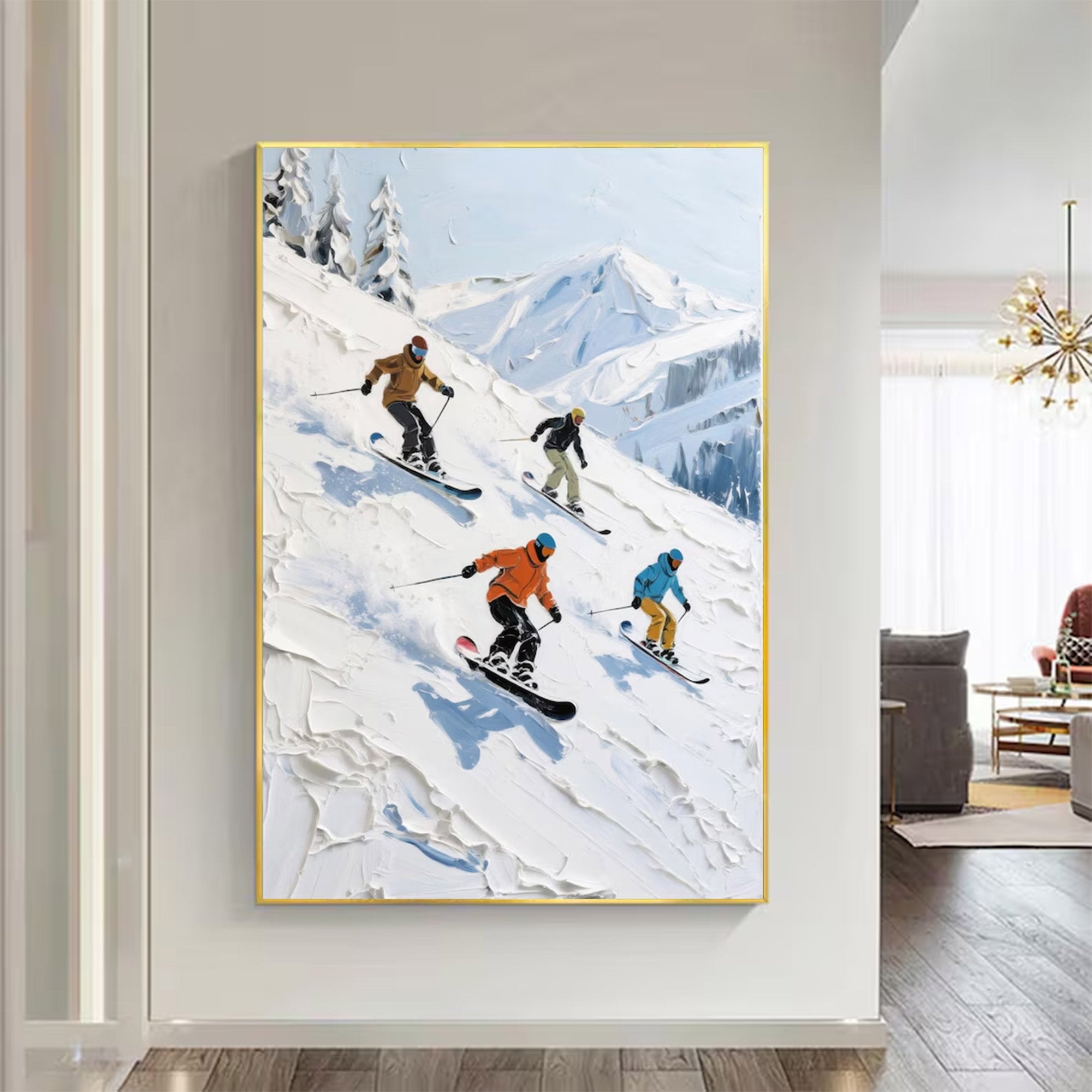 Large Abstract Skiing Painting | KeiraArt #AG 145