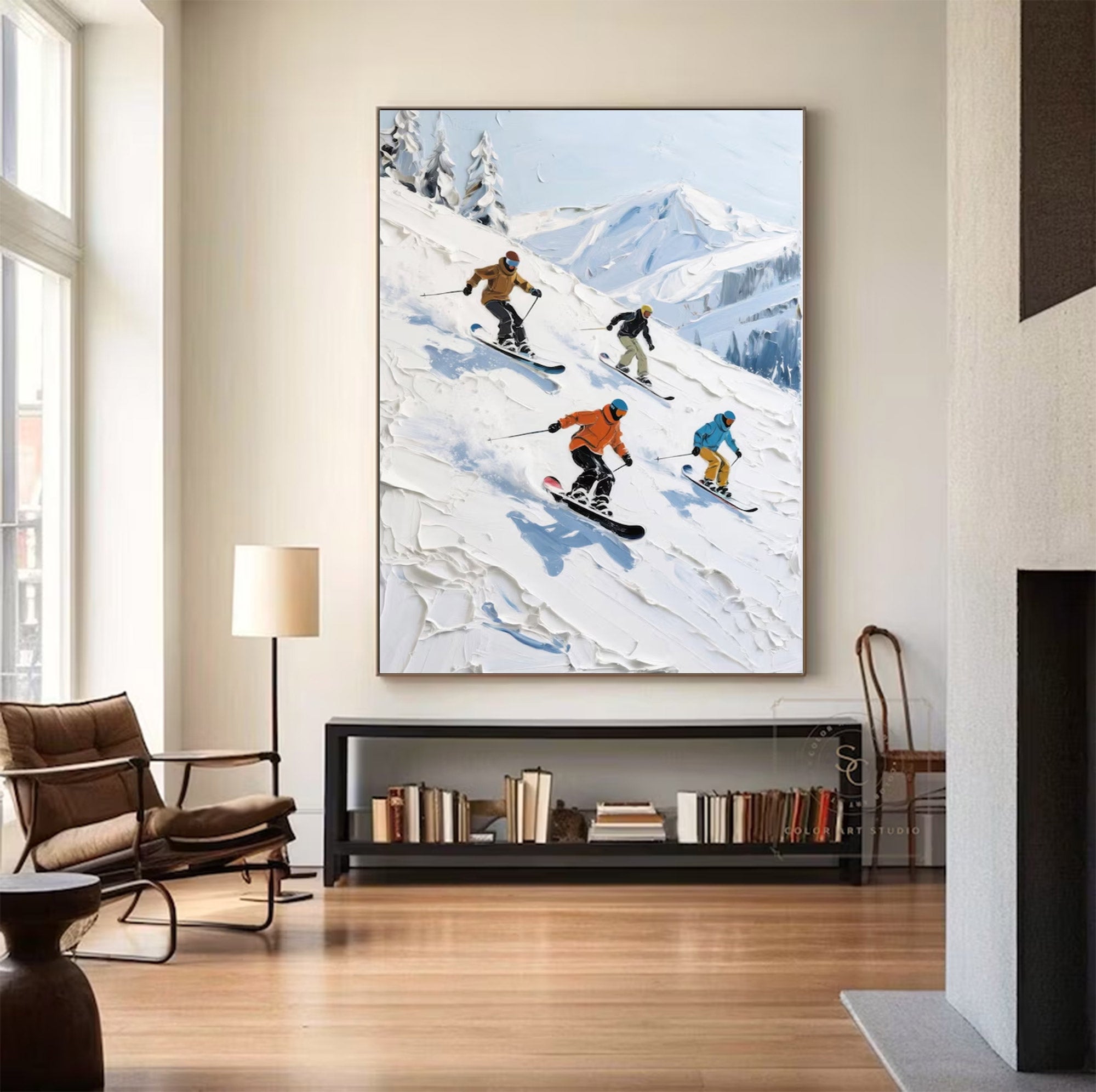 Large Abstract Skiing Painting | KeiraArt #AG 145