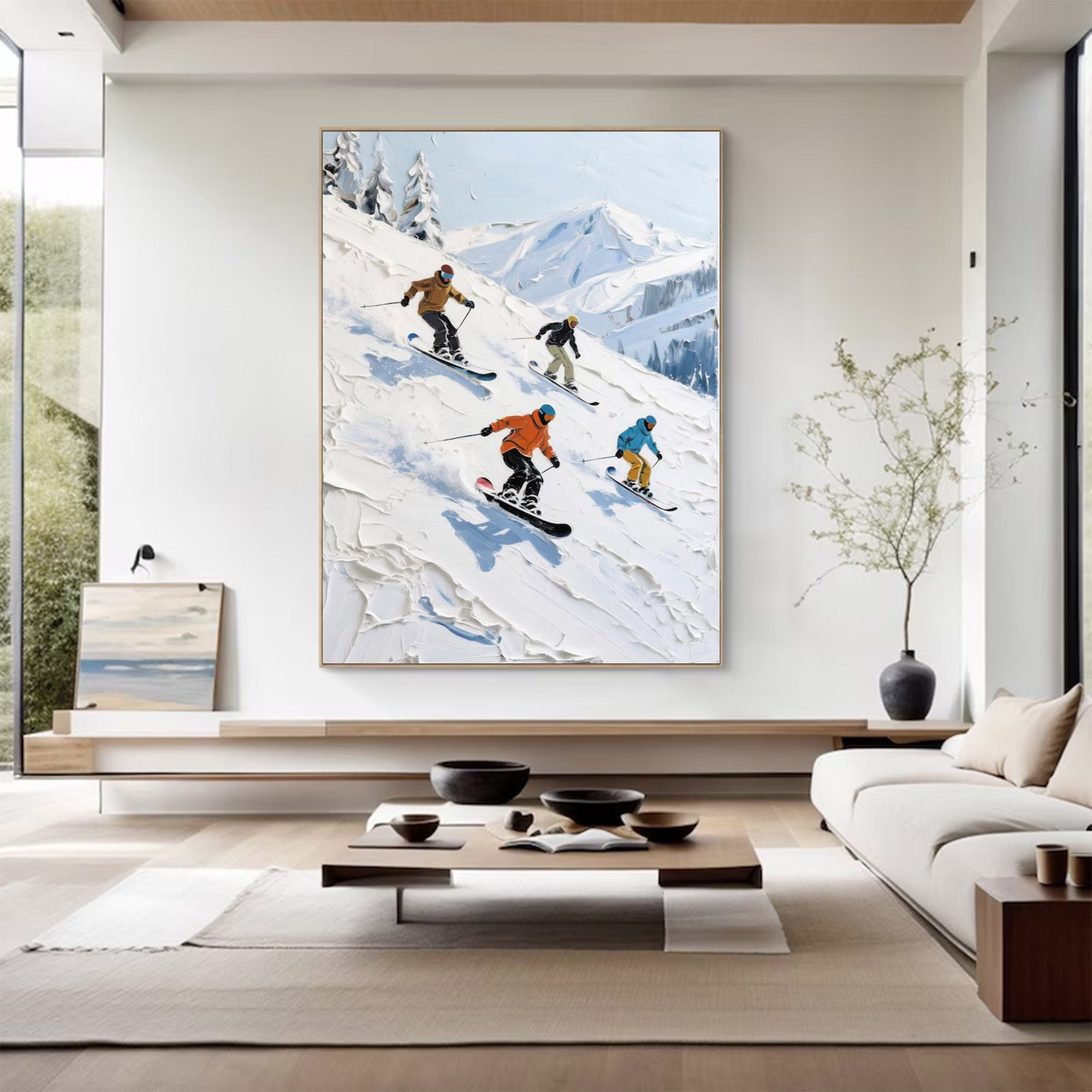 Large Abstract Skiing Painting | KeiraArt #AG 145