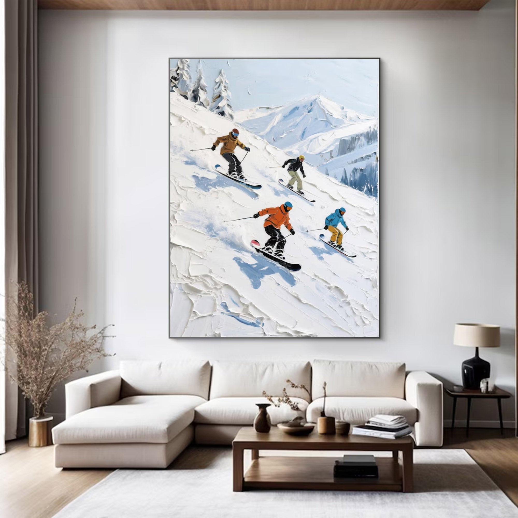 Large Abstract Skiing Painting | KeiraArt #AG 145