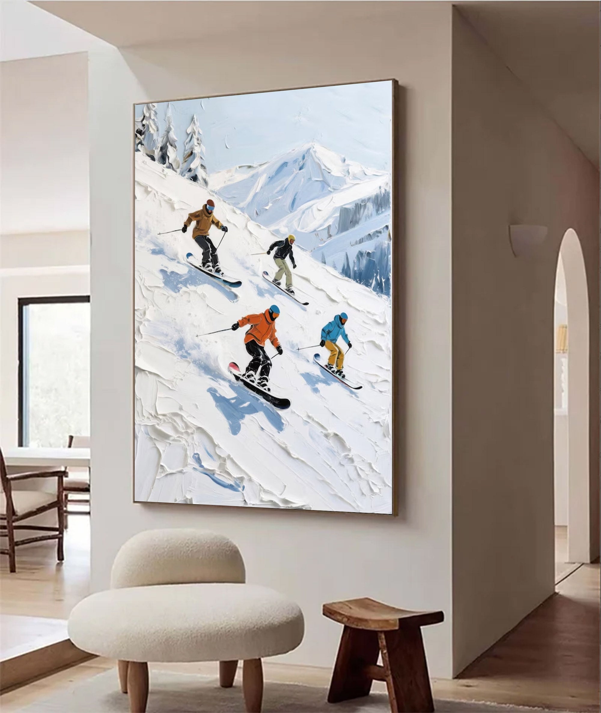 Large Abstract Skiing Painting | KeiraArt #AG 145