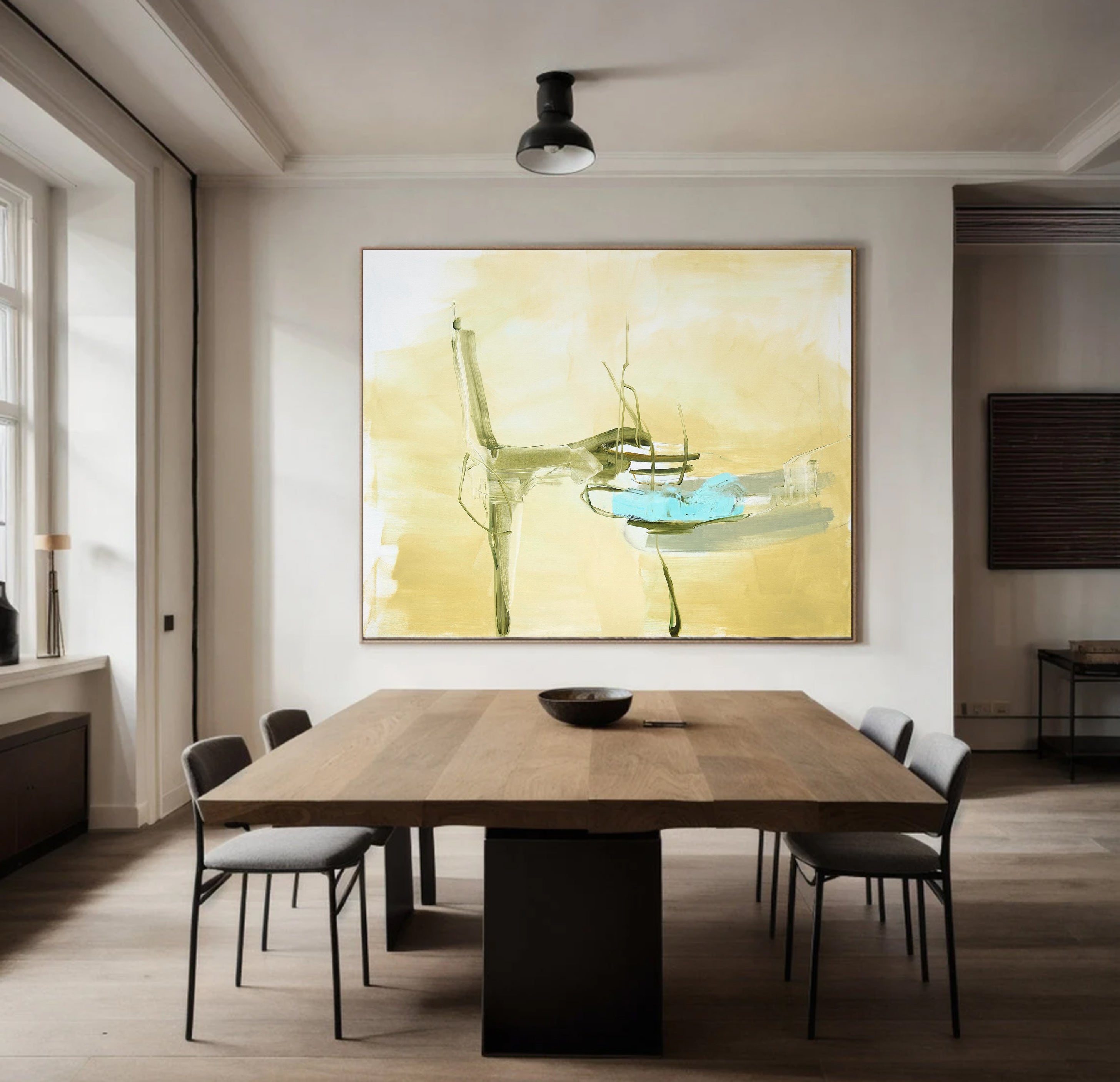Modern Abstract Canvas Art | Soft Yellow and Tranquil Blue #MCP 005