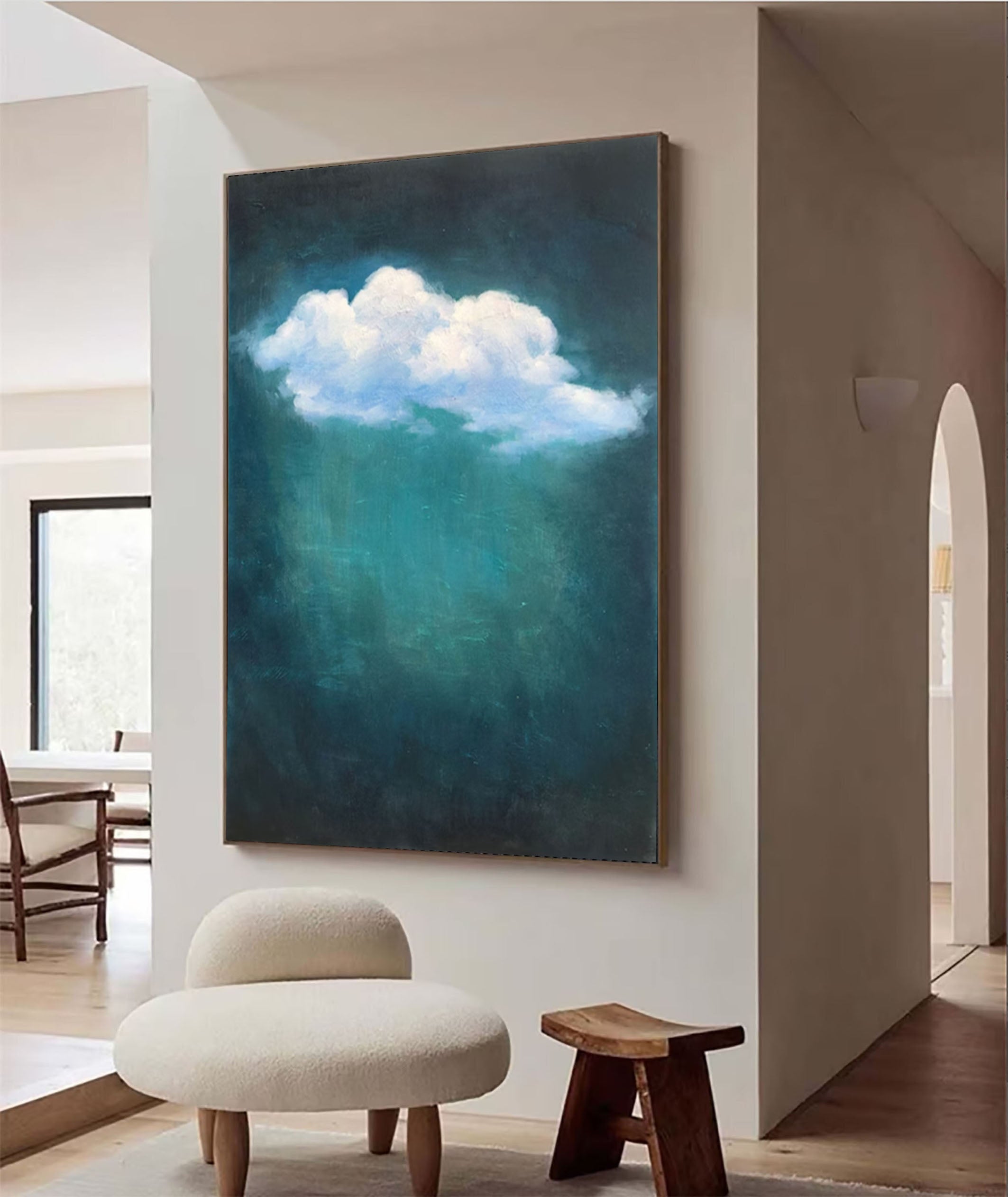Celestial Serenity Large Abstract Cloud Painting #OS 055