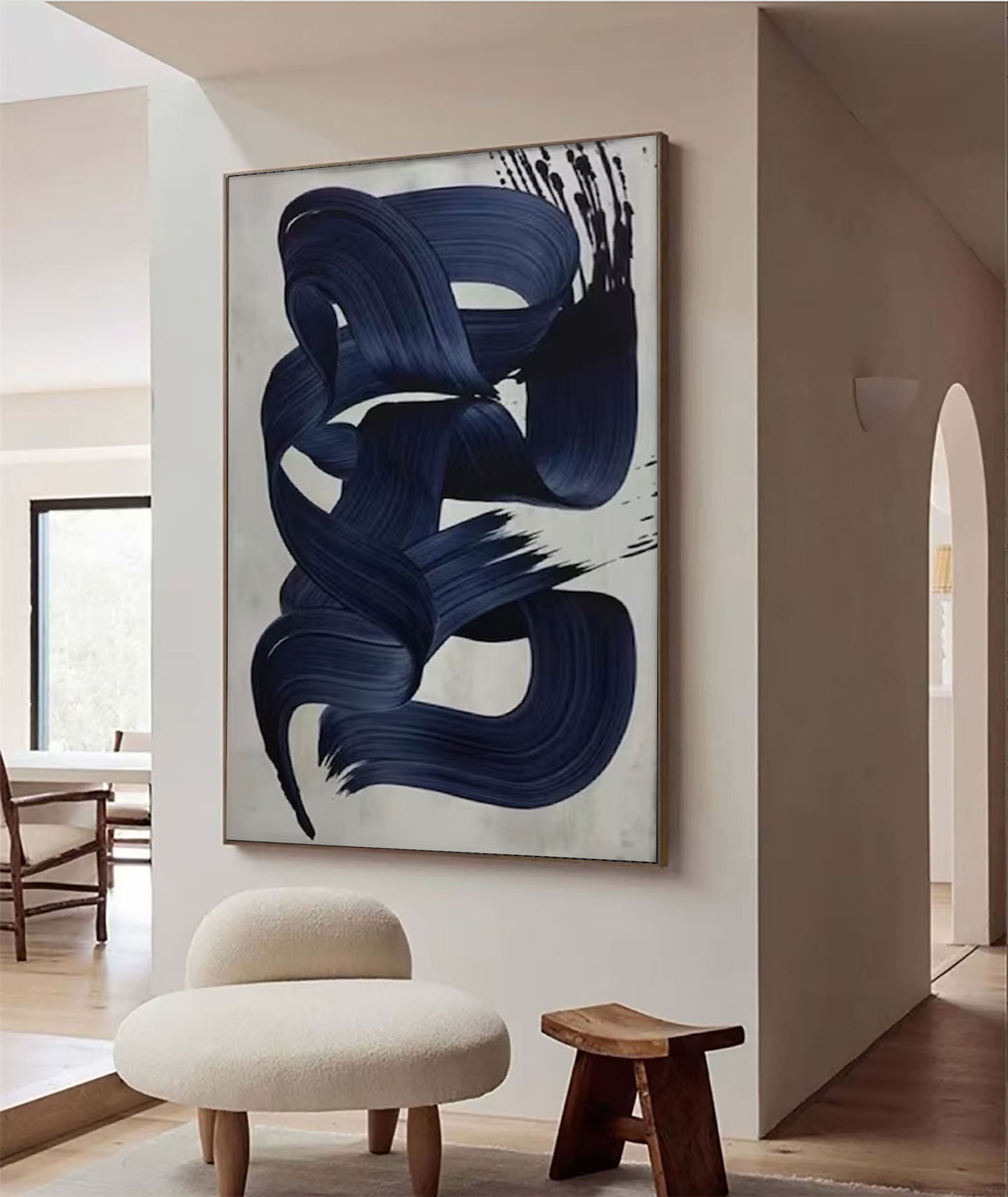 Azure Swoops Modern Abstract Artwork in Blue #MMA 167