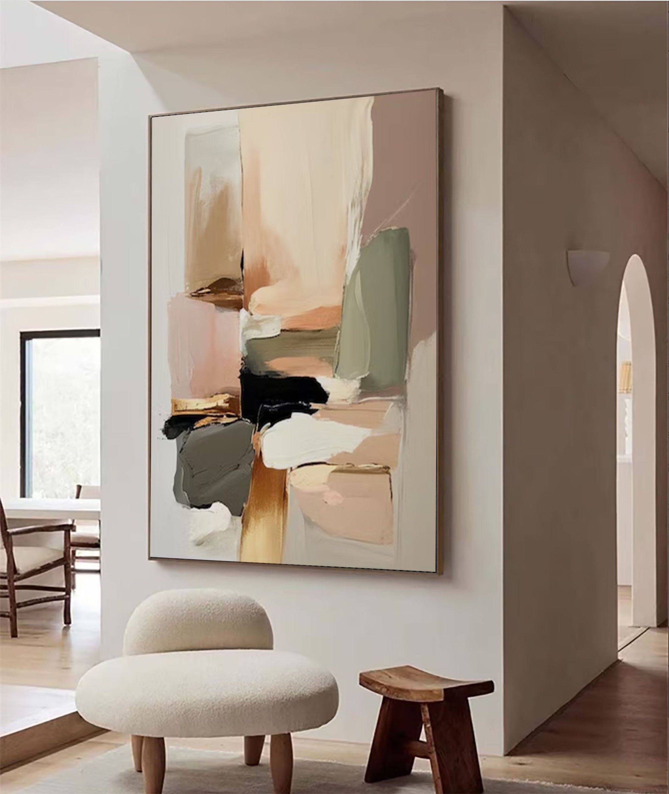 Abstract Neutral Tone Art Soft Pastel Wall Decor for Modern Interiors #AP 058