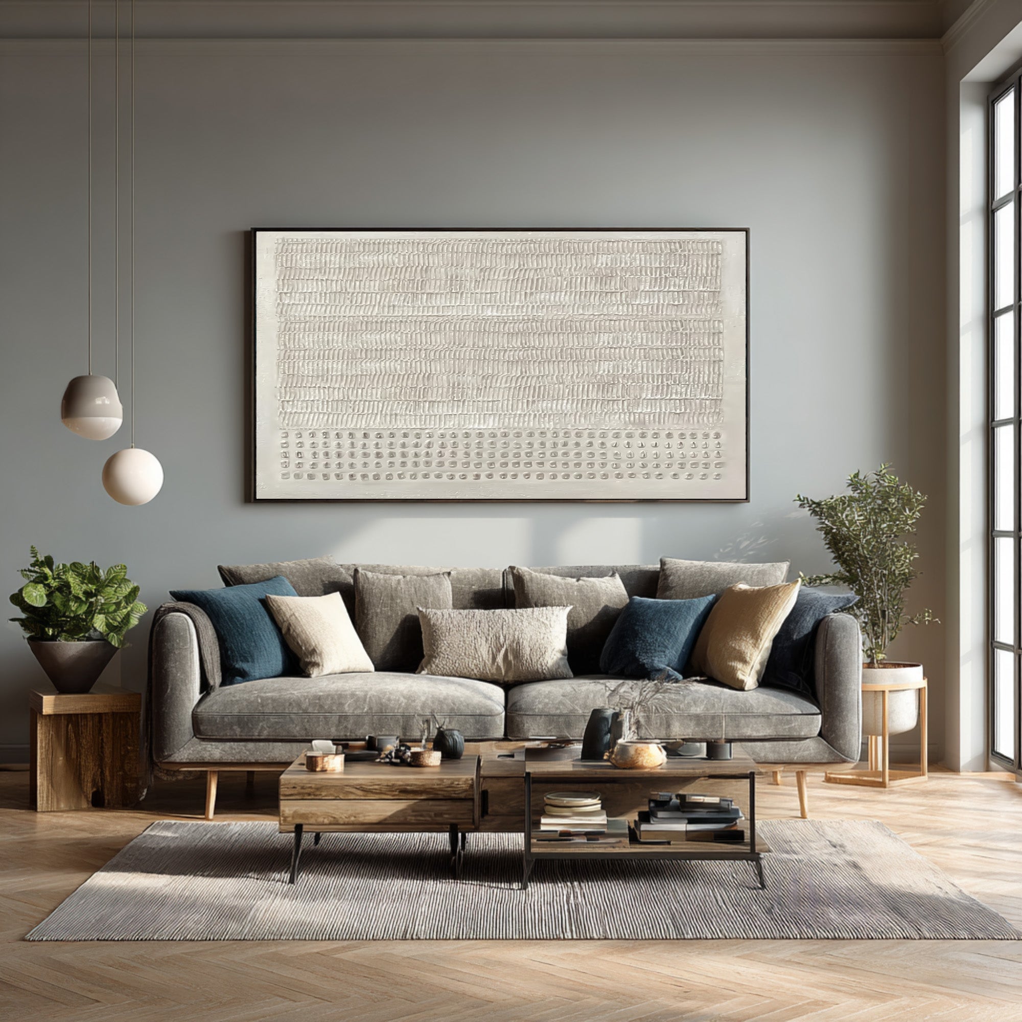 Modern Architectural Art Piece - Textured White Design #AG 032