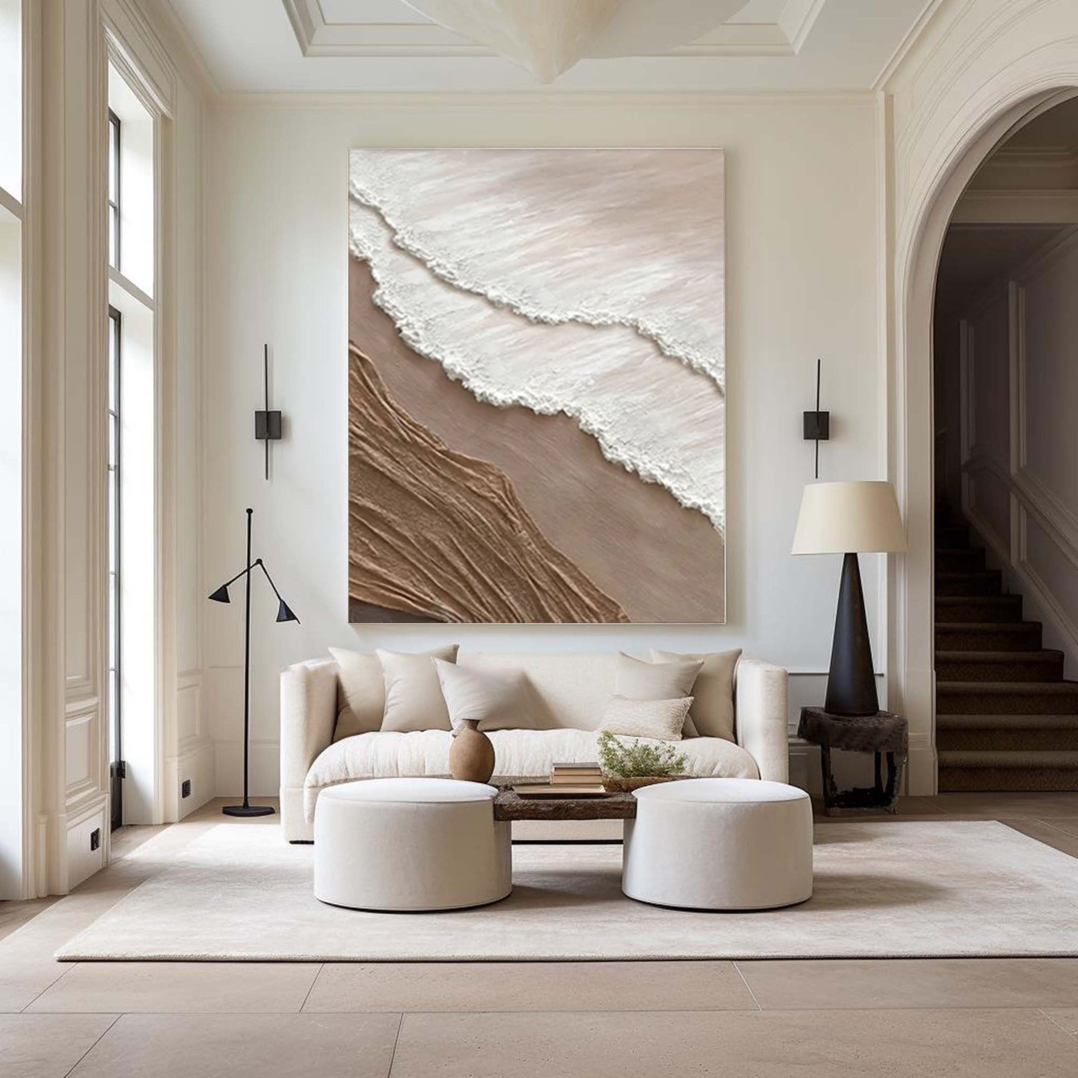 Textured Beach Wall Art Large Coastal Canvas for Modern Home Decor #OS 057