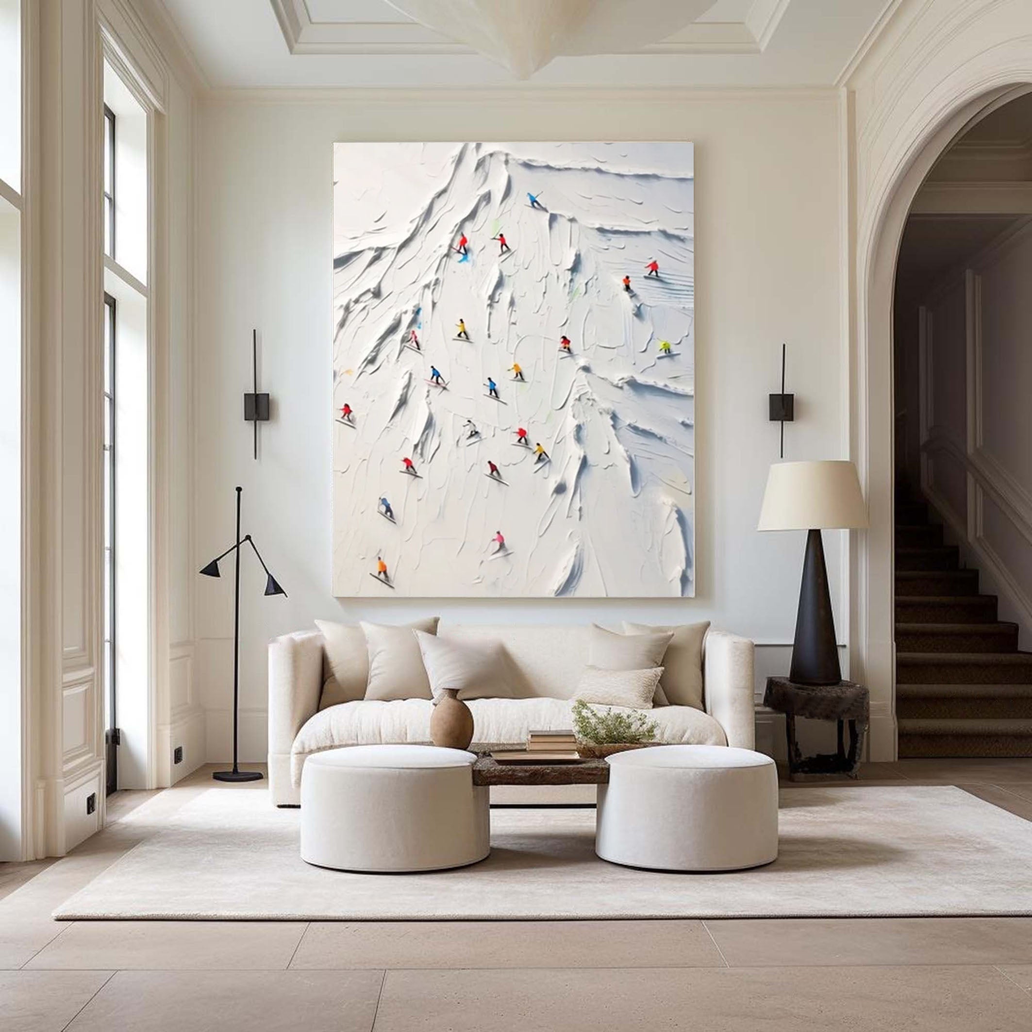 Winter Ascent Dynamic Skier Mountain Canvas Art #ASP 003