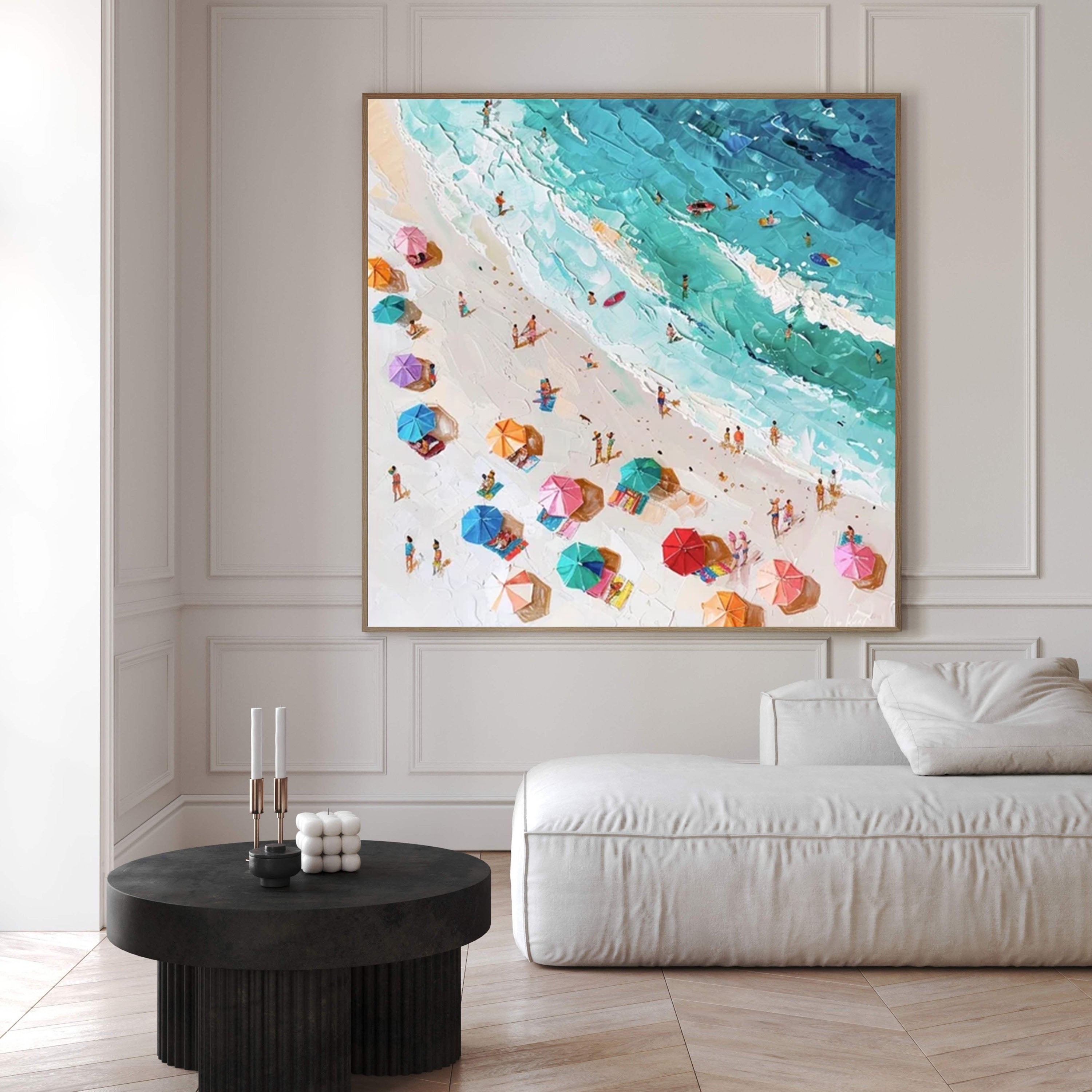 Coastal Large Wall Art Lively Beach Canvas Painting #OS 052