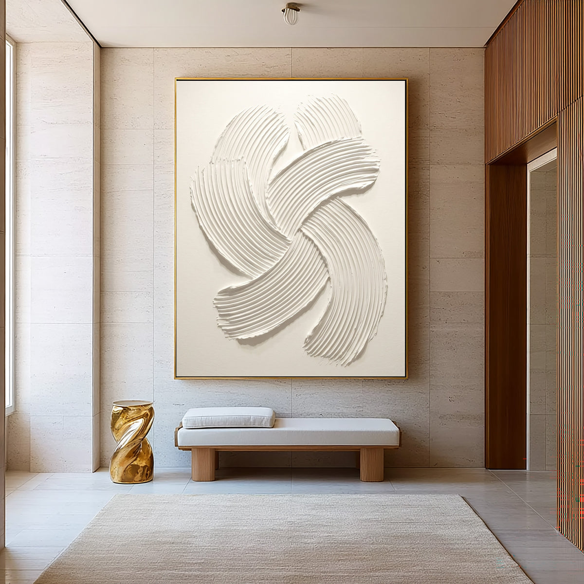 Quiet Motion In White Relief Large Textured Wall Art Minimalist Sculptural Abstract Artwork Quiet Luxury Decor