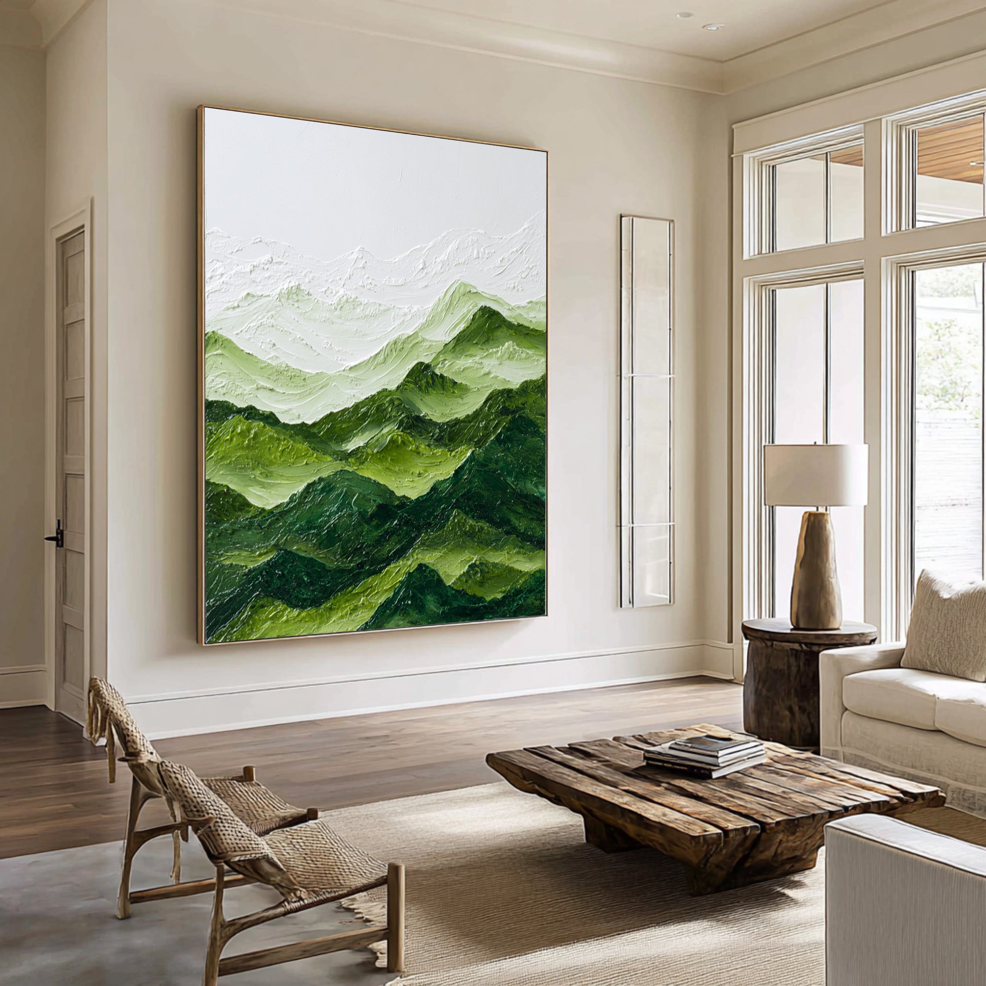 Large Textured Green Peaks Painting | KeiraArt #CZ 001
