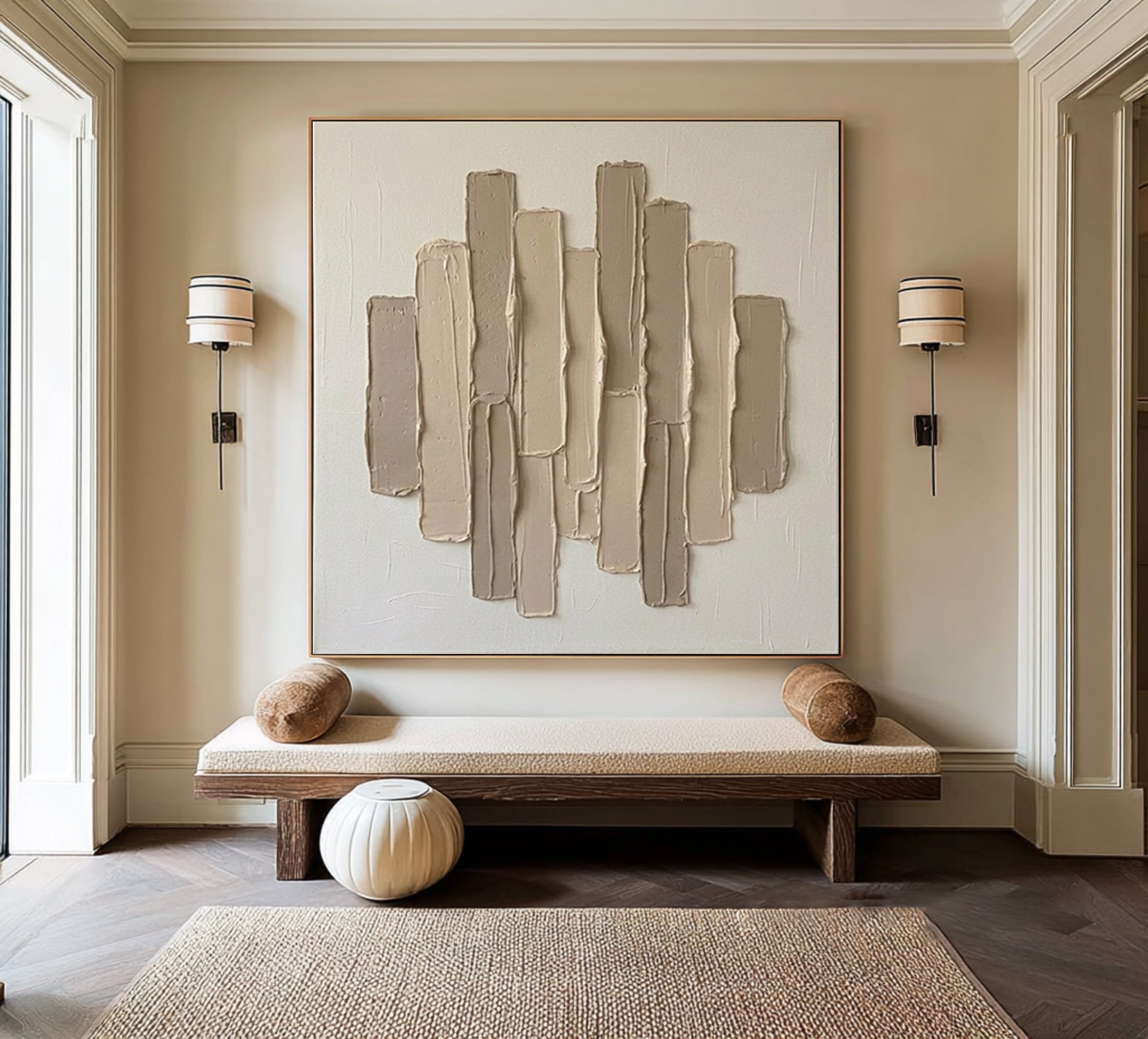 Large Vertical Rhythm Wall Art Contemporary Neutral Texture Painting