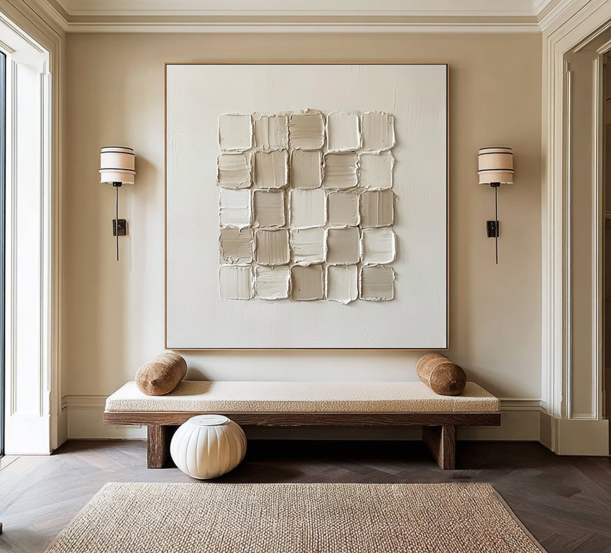 Large Floating Limestone Forms Wall Art Neutral Relief Painting