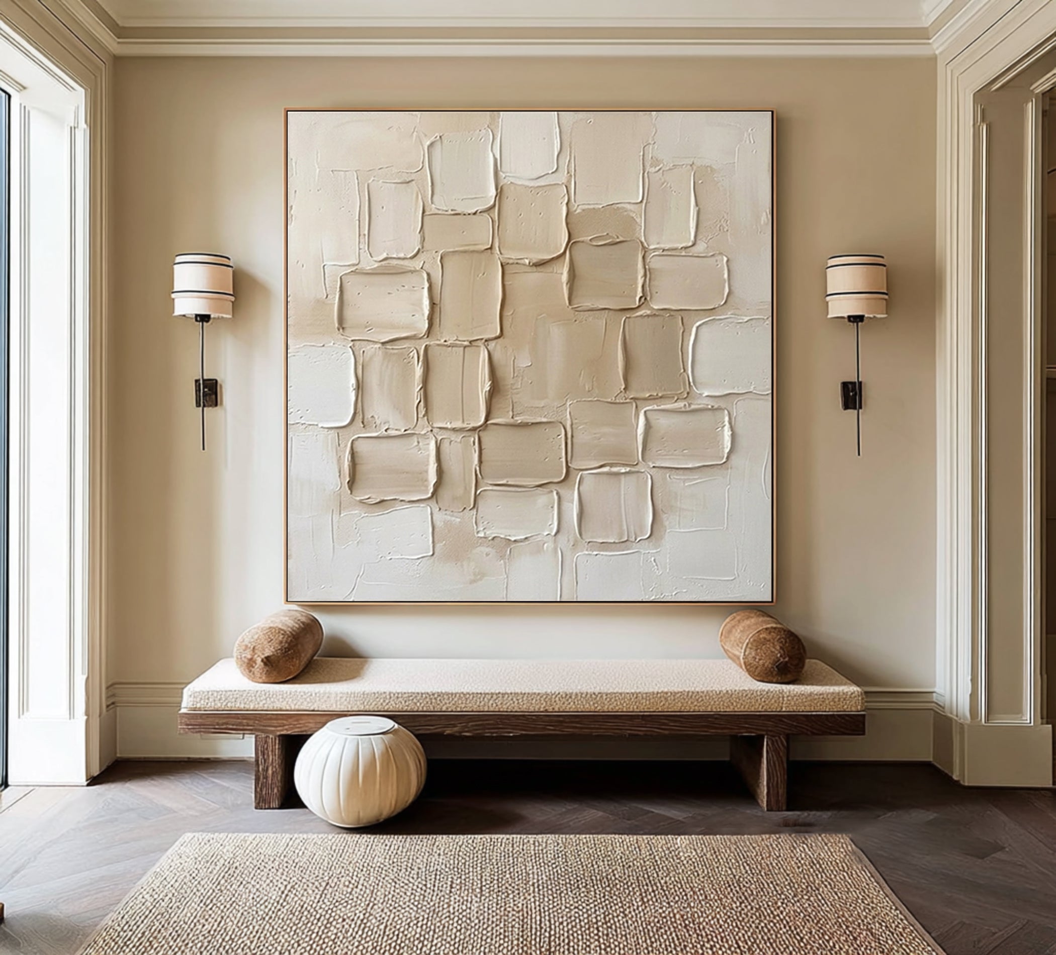 Large Quiet Geometry Composition Wall Art Neutral Contemporary Painting