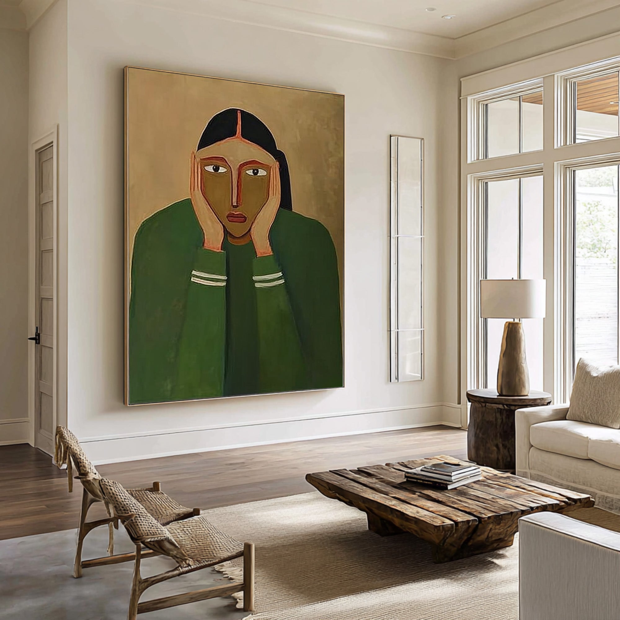 Green Tone Figurative Portrait Wall Art #CZ 046