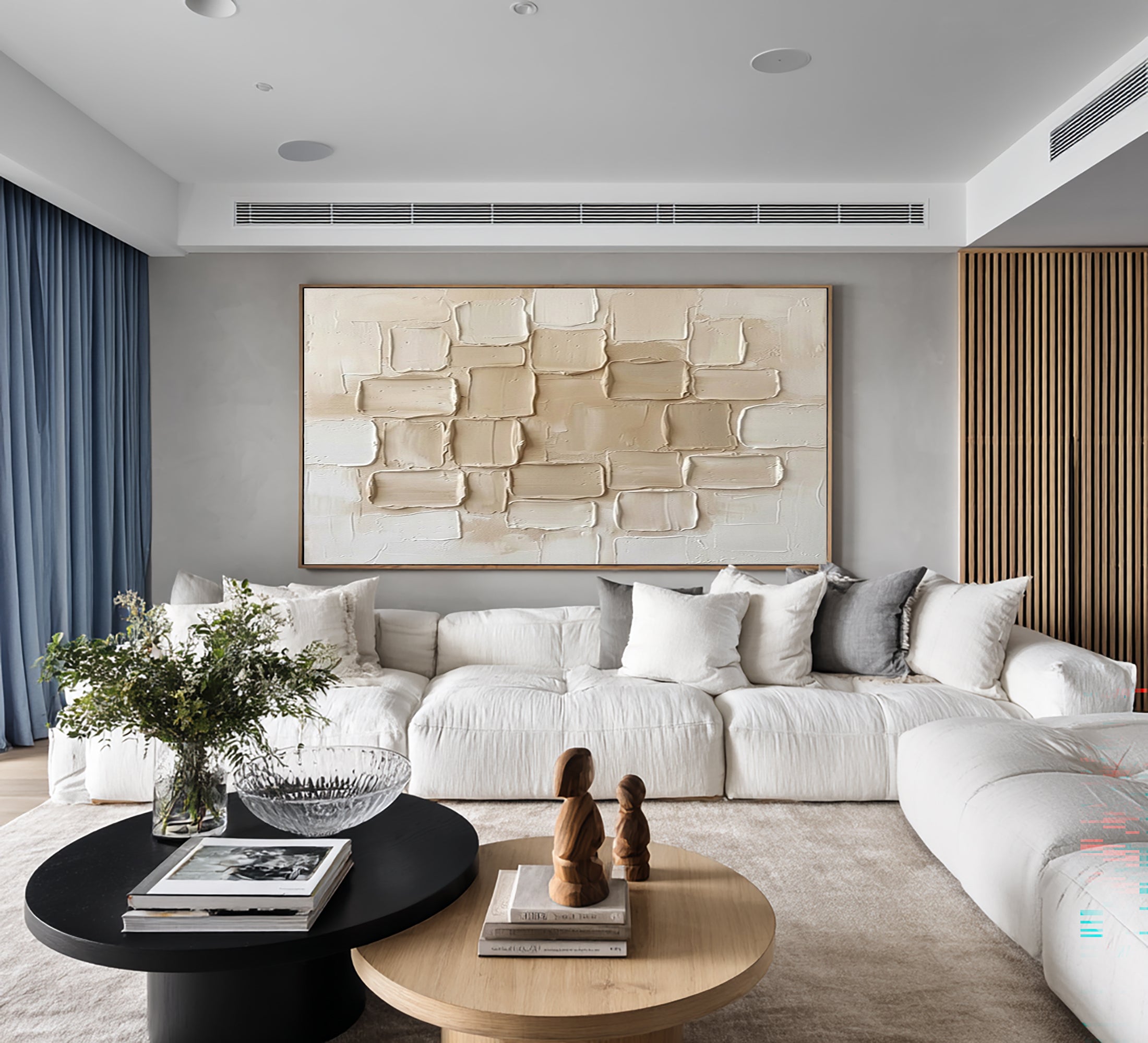 Large Neutral Architectural Texture Wall Art Modern Horizontal Canvas| KeiraArt