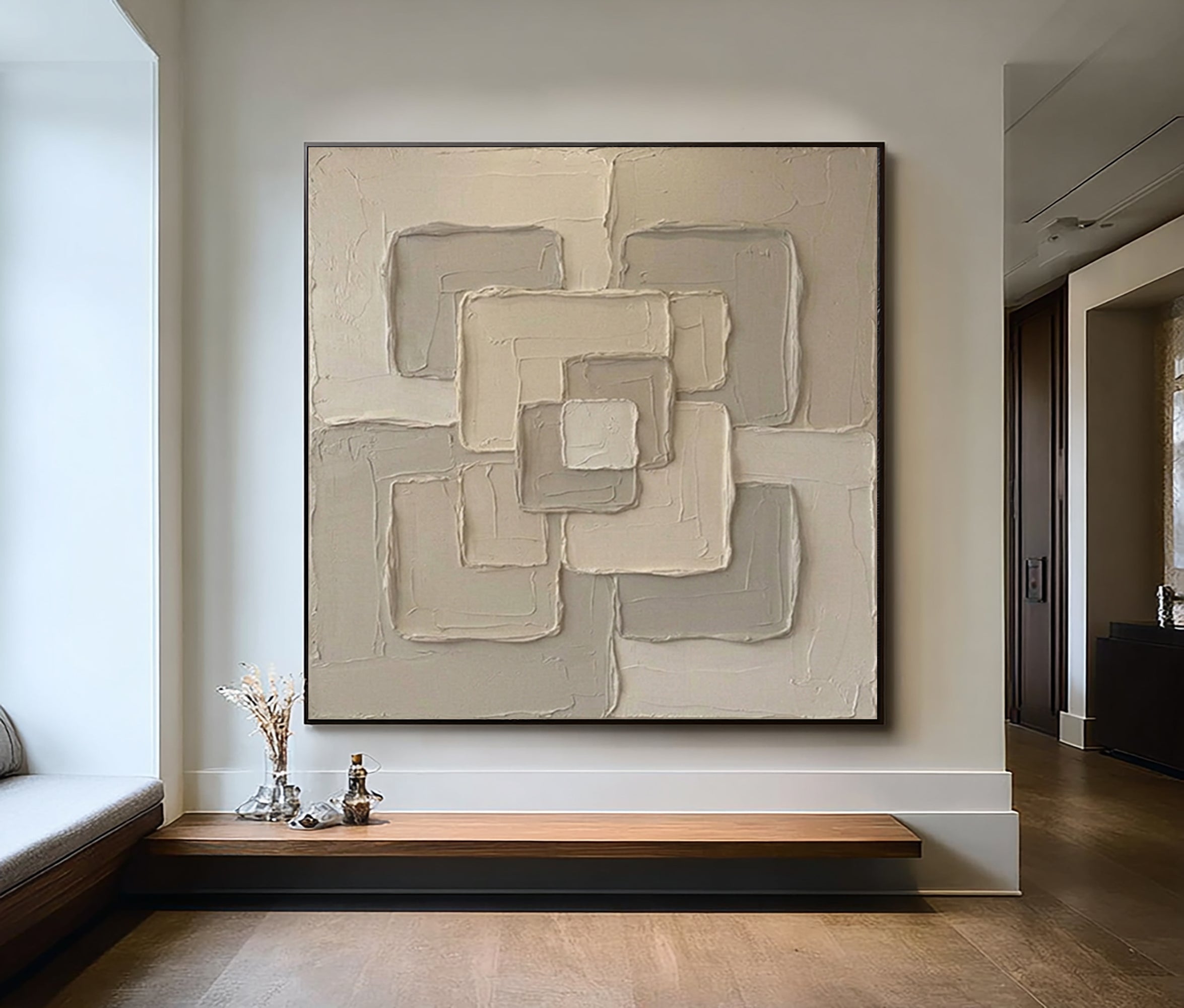 Large Infinite Connection Wall Art Neutral Sculptural Painting