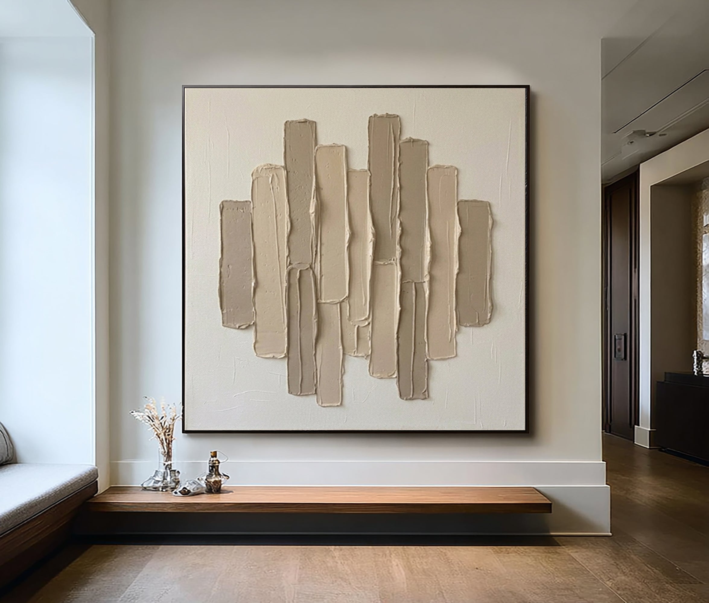 Large Vertical Rhythm Wall Art Contemporary Neutral Texture Painting