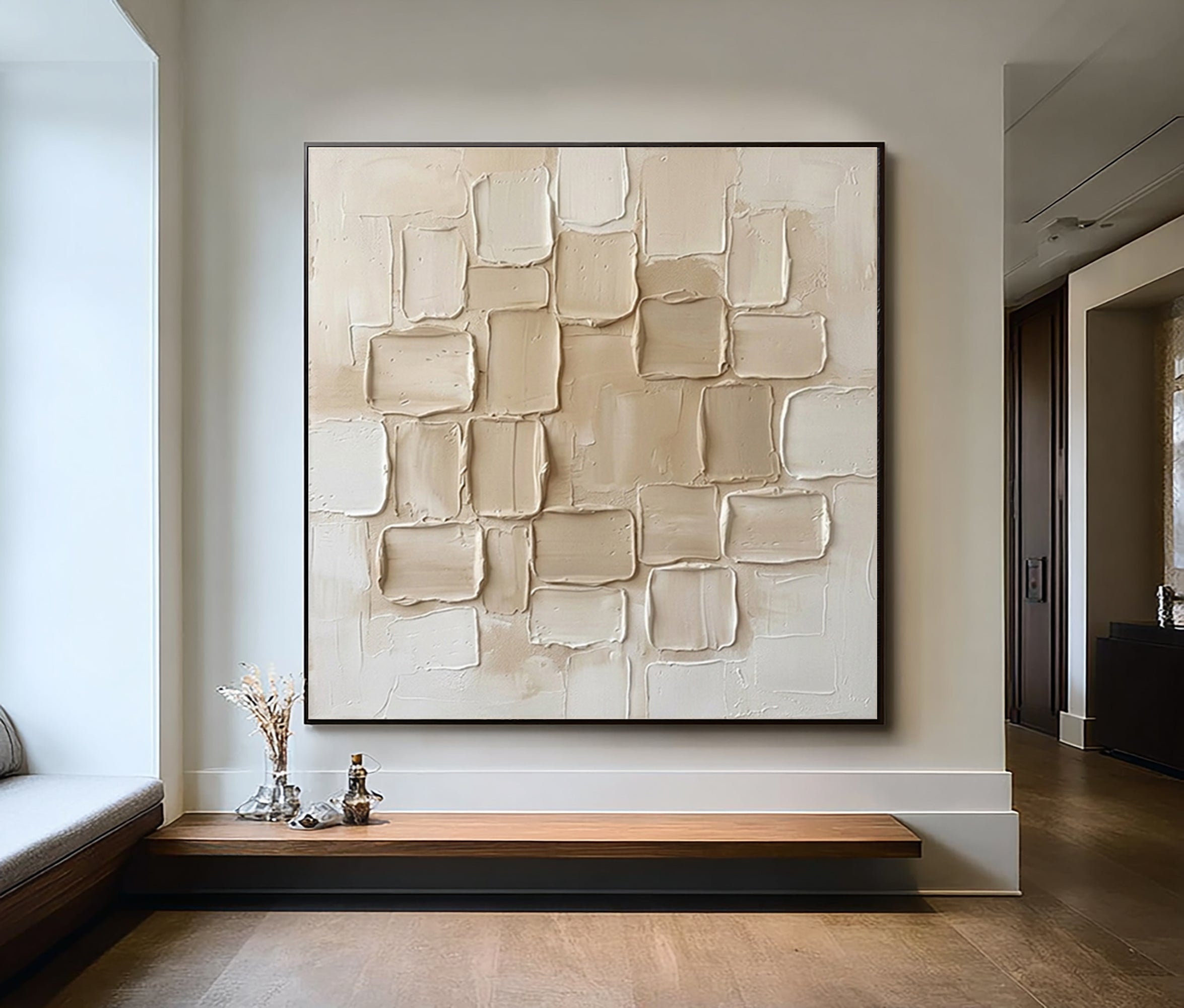 Large Quiet Geometry Composition Wall Art Neutral Contemporary Painting