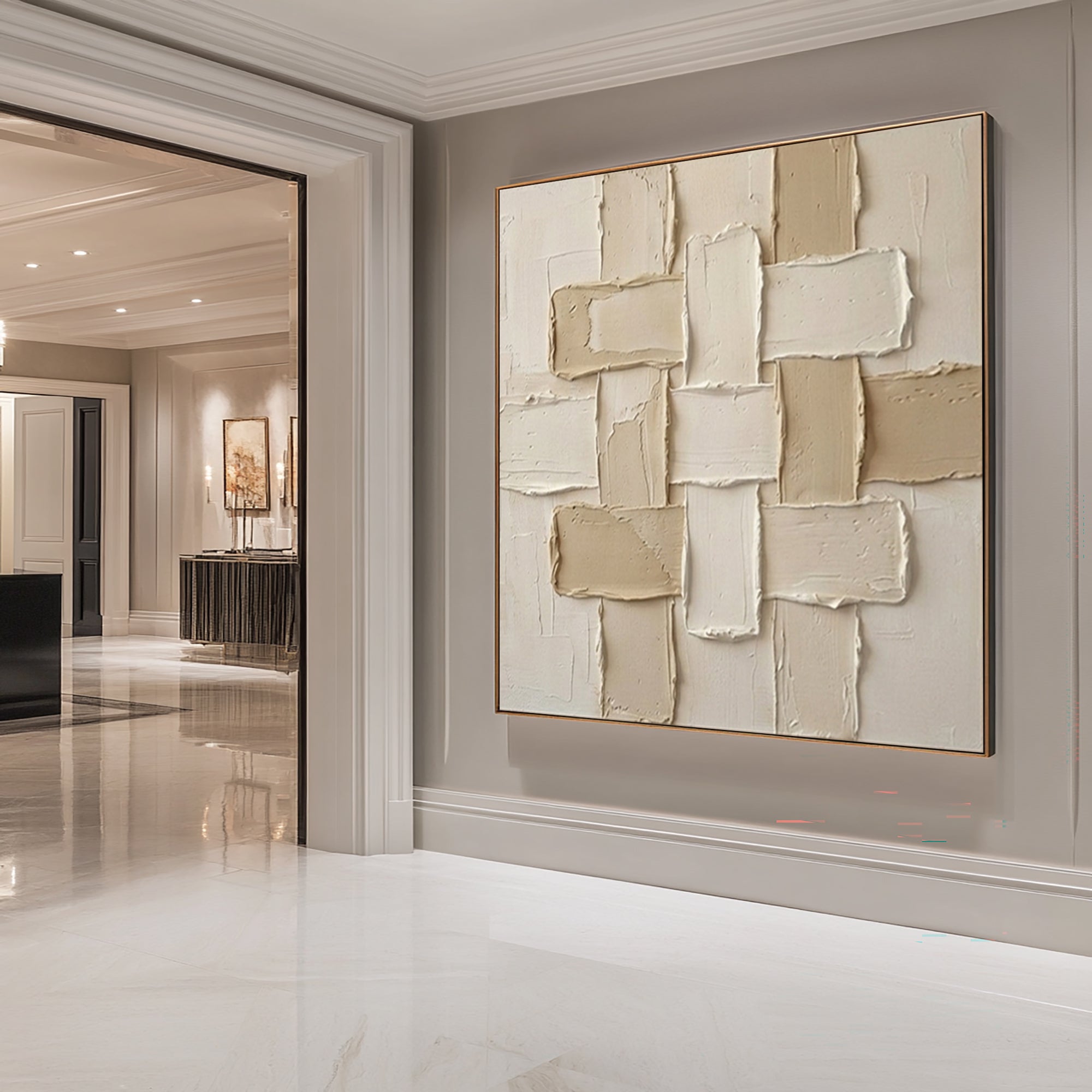 Large Modern Woven Relief Wall Art Neutral Abstract Painting