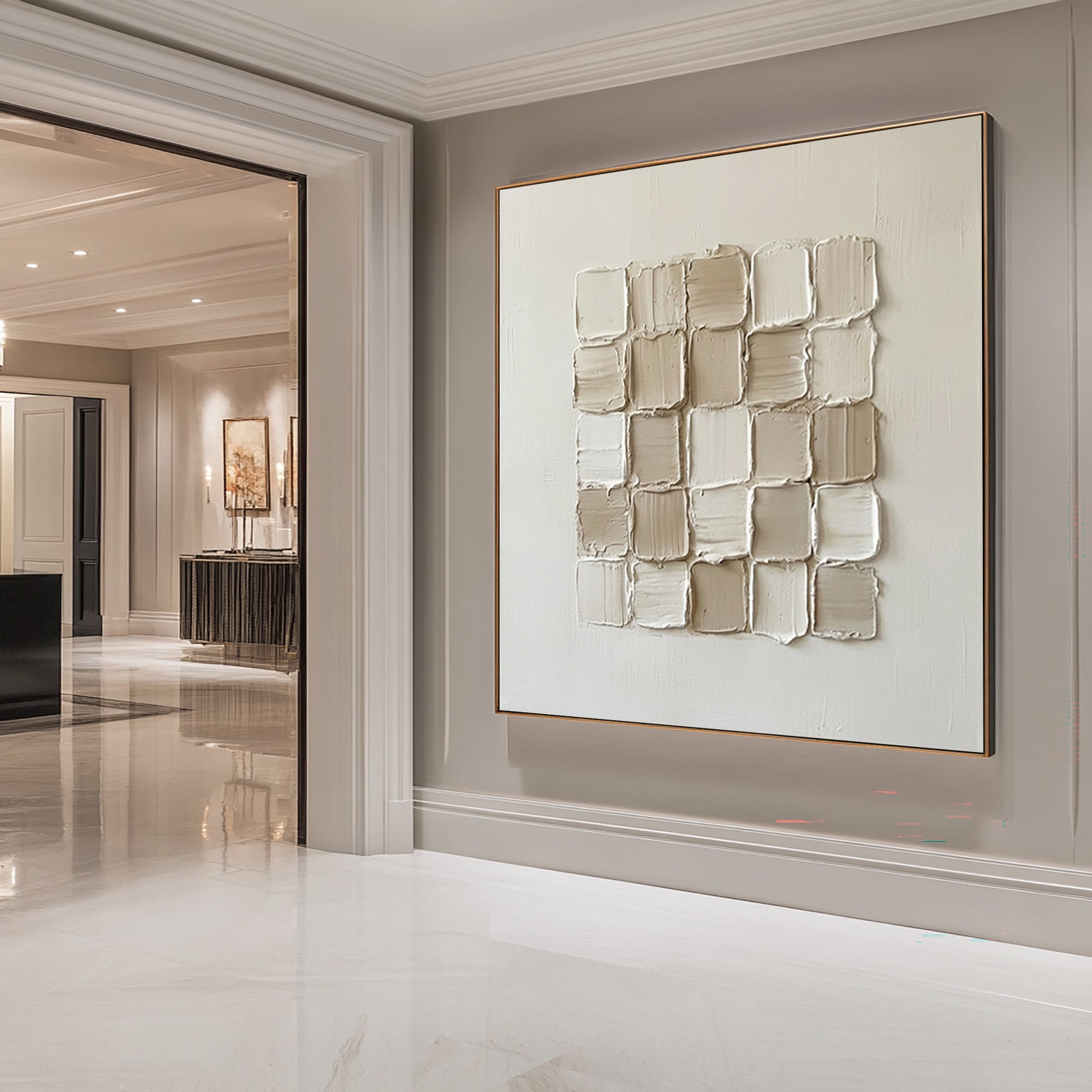 Large Floating Limestone Forms Wall Art Neutral Relief Painting