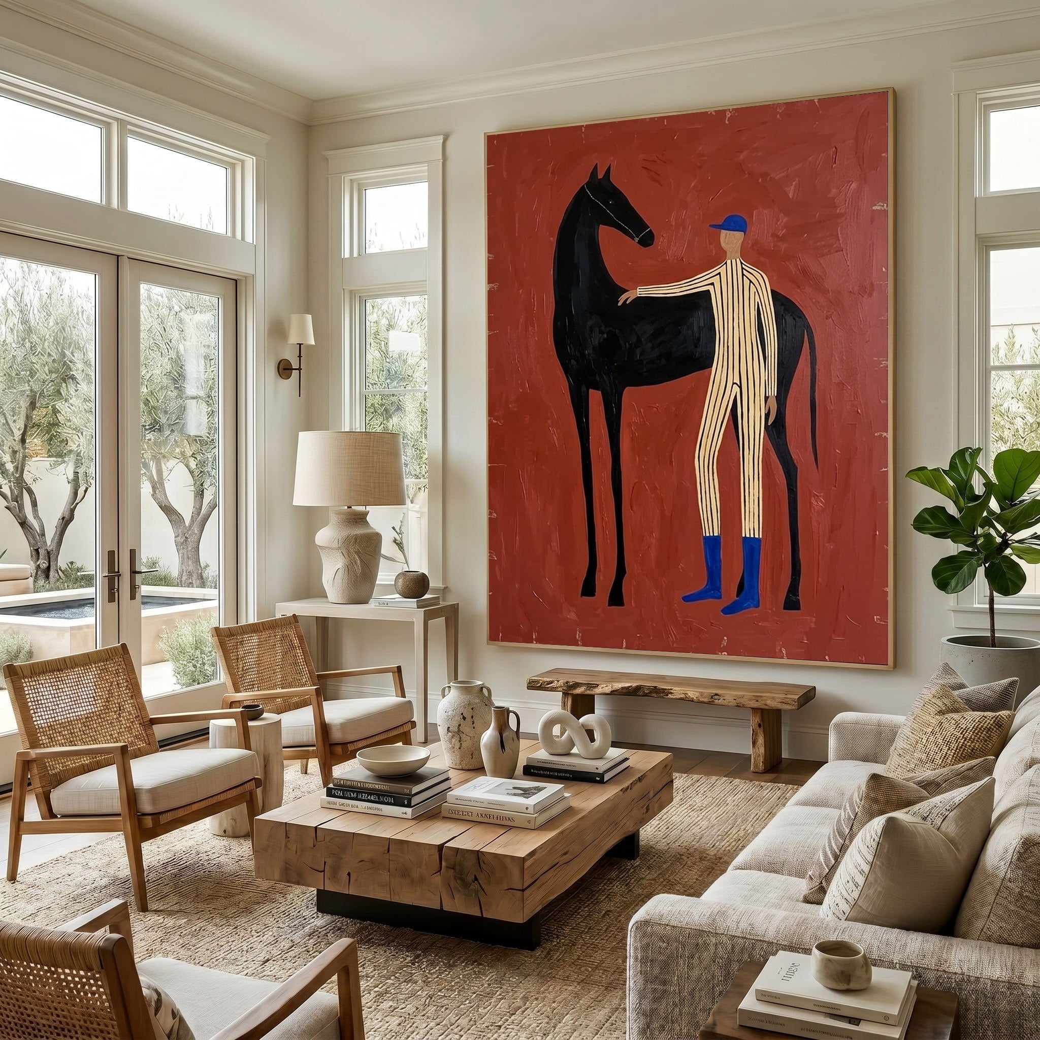 Large Cowboy Horse Wall Art Modern Western Canvas Painting