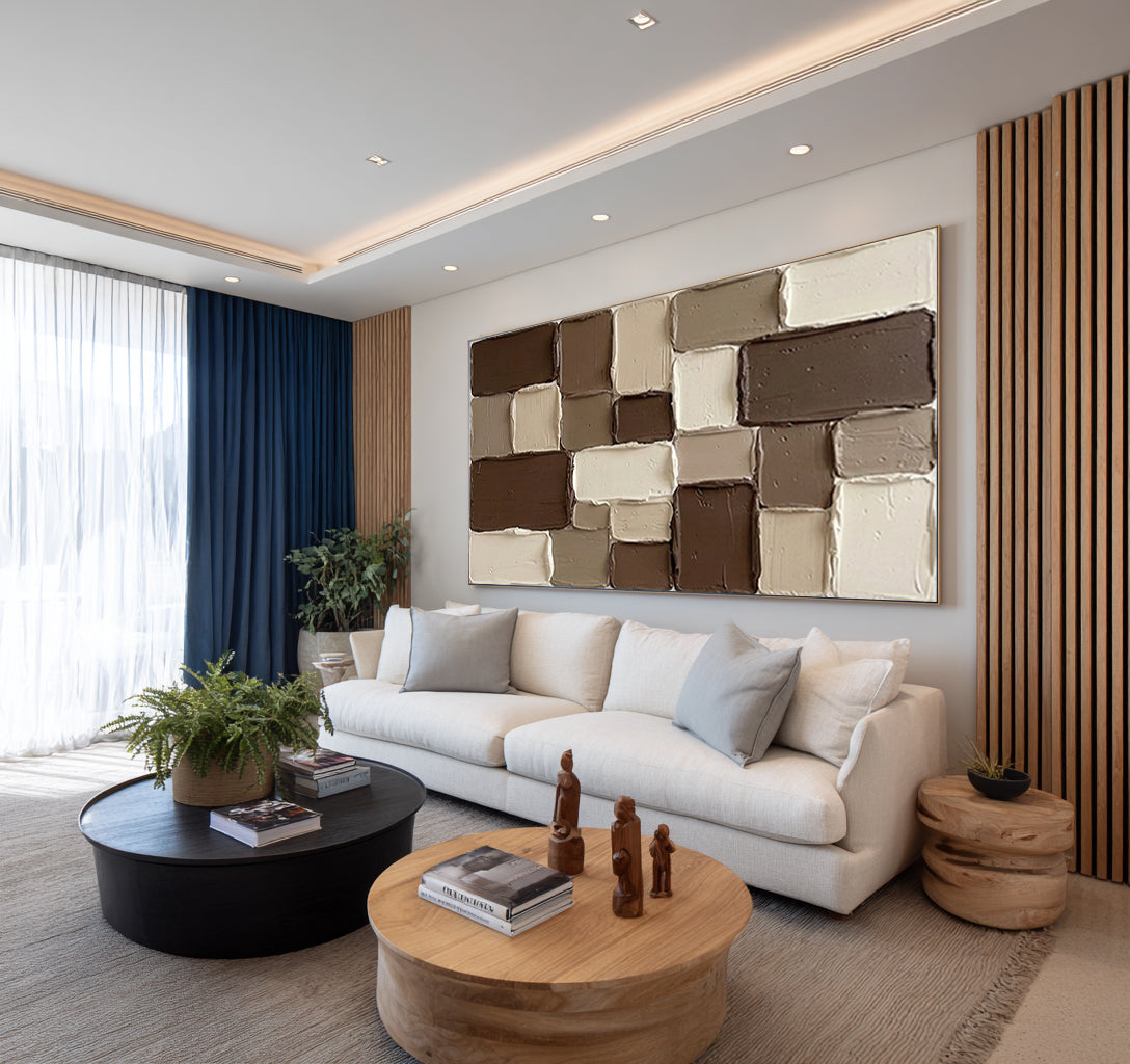 Large Neutral Block Texture Painting Contemporary Wall Art | KeiraArt