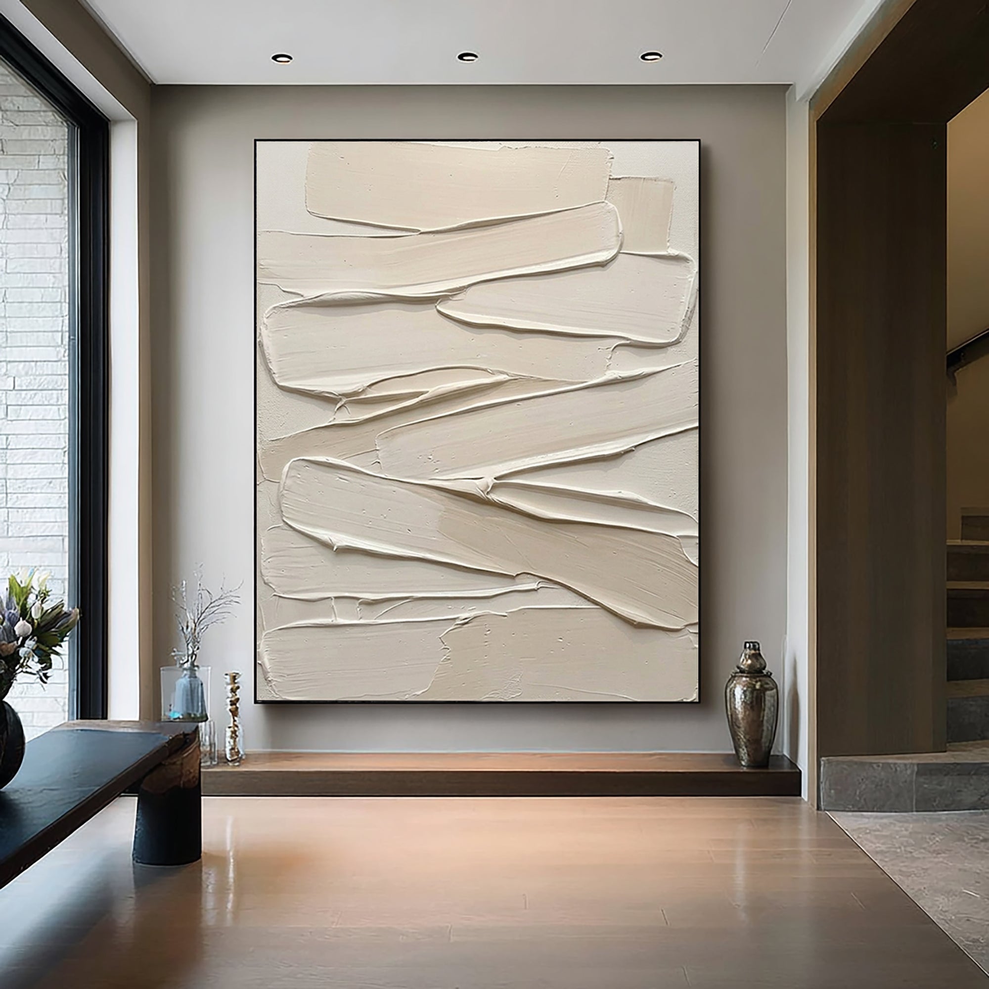 Large Modern Relief Texture Canvas Art Neutral Abstract Decor
