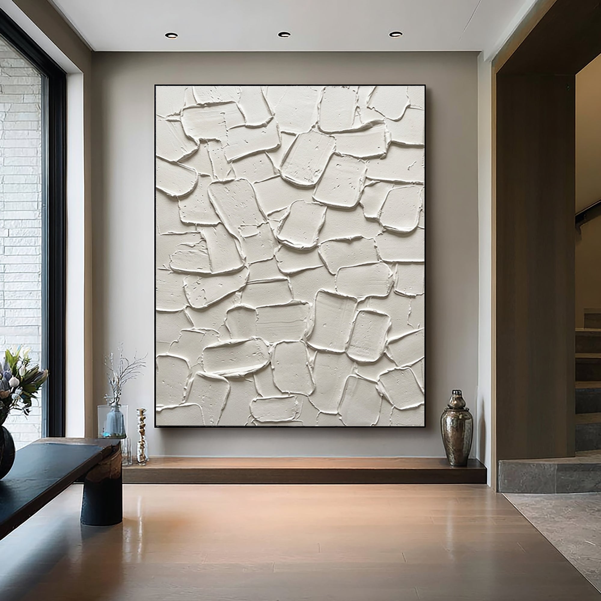 Large Neutral Textured Canvas Art Contemporary Minimalist Painting