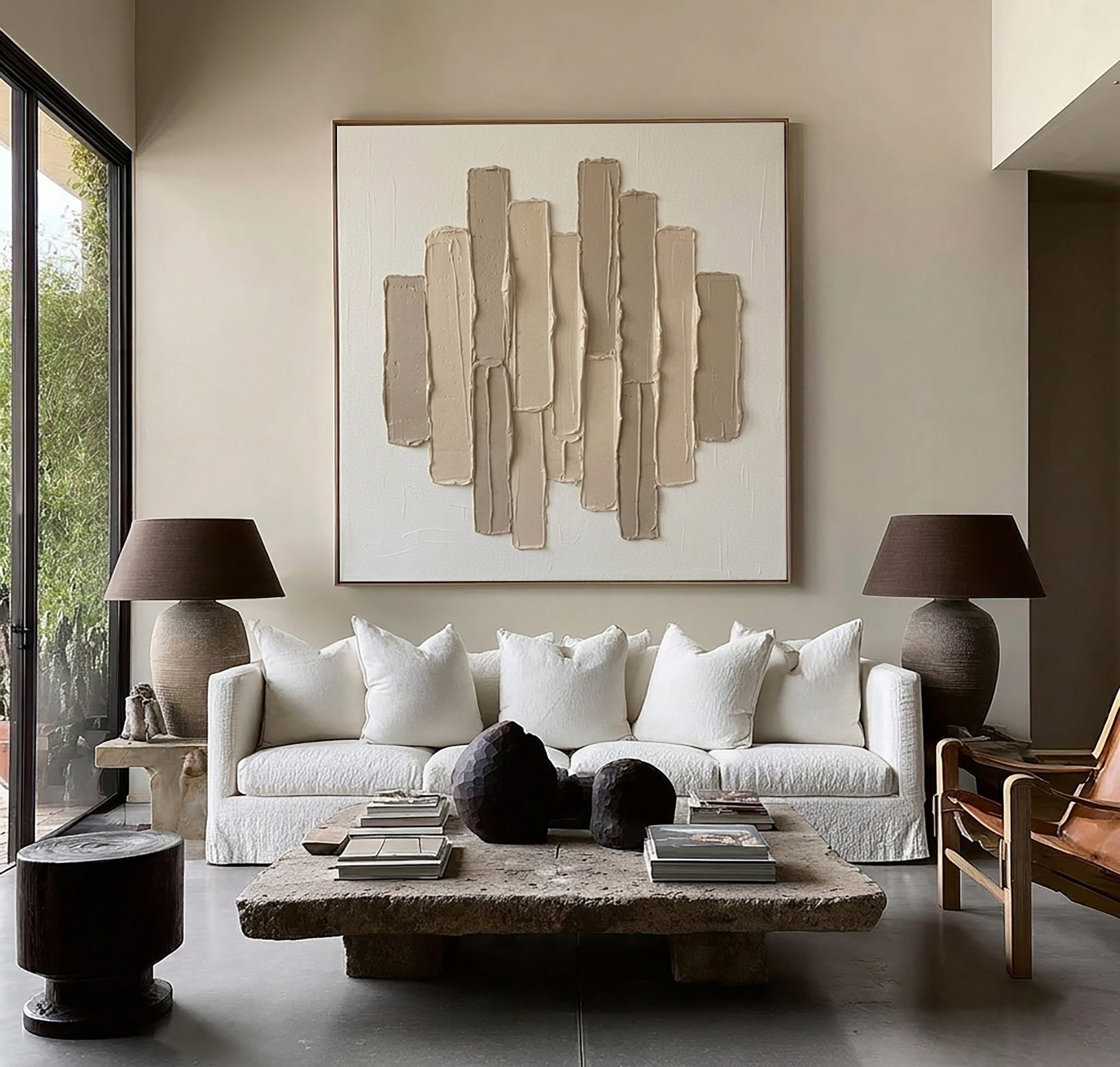 Large Vertical Rhythm Wall Art Contemporary Neutral Texture Painting